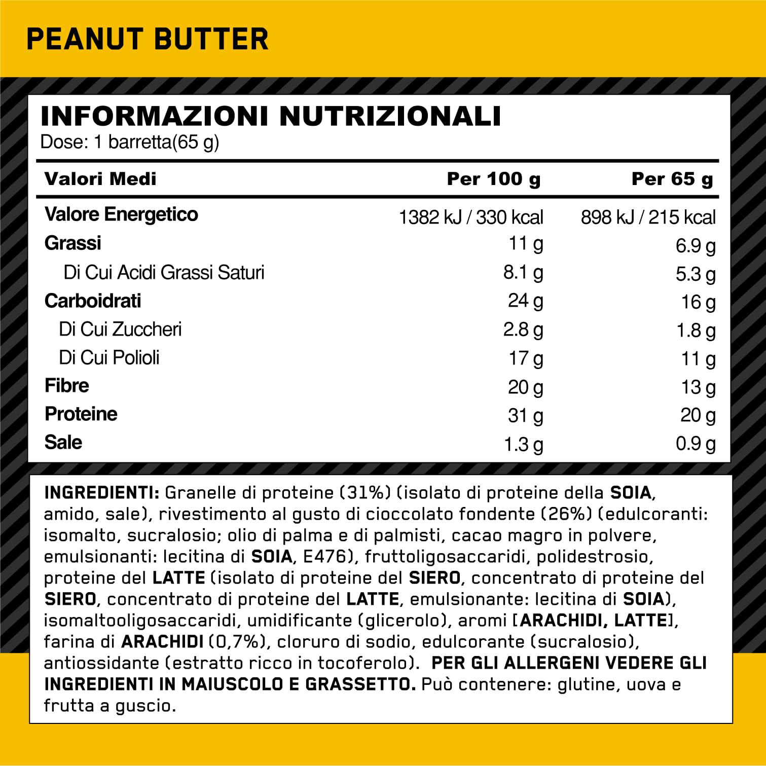 Optimum Nutrition Crispy Protein Bar Barretta Cioccolato al Burro di Arachidi Snack ad Alto Contenuto di Proteine 20 Barrette da 65g