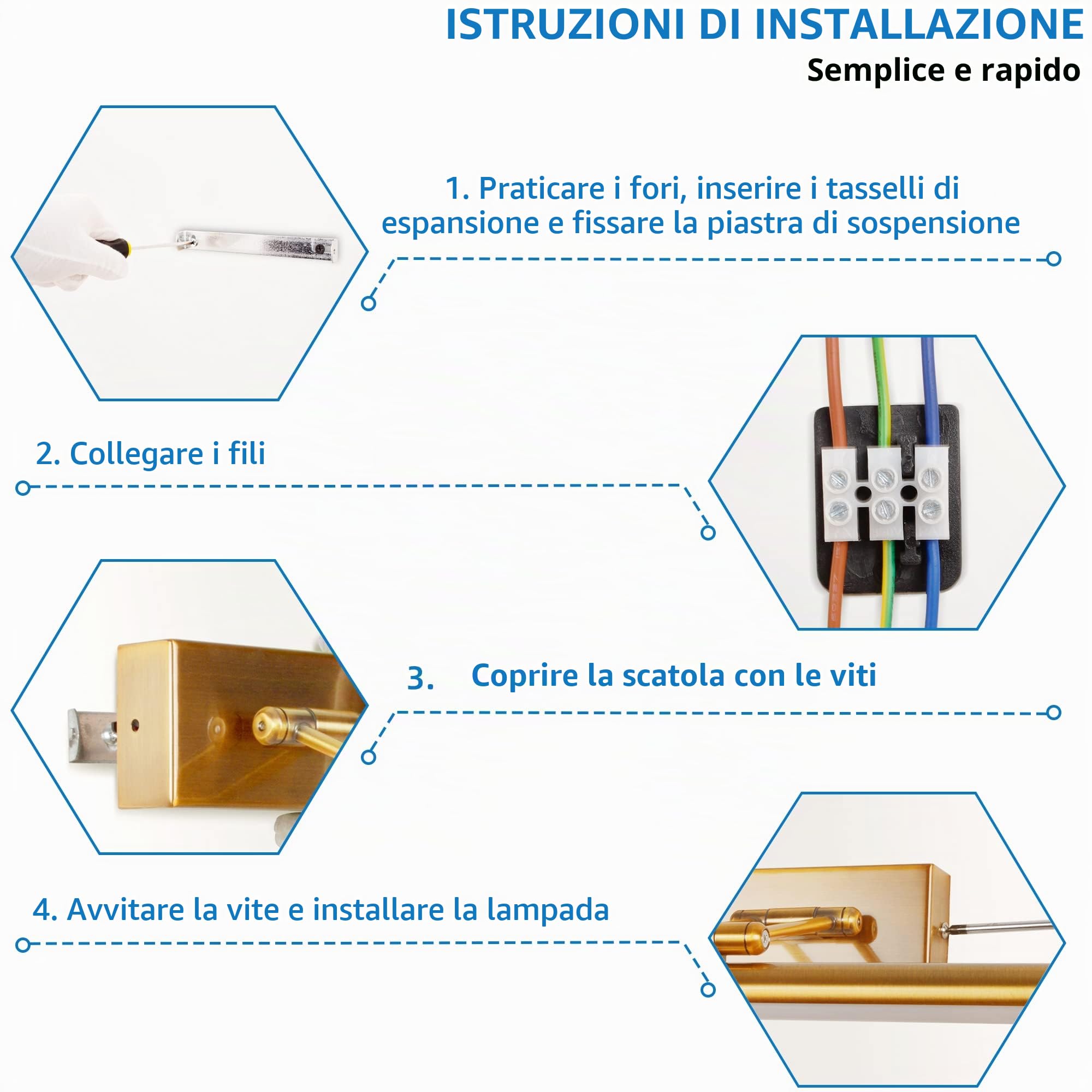 LED Applique Parete Lampada 60cm 12W Illuminazione Specchio da Bagno IP44 3000K Ottone Braccio dritto Regolabile Portalampada Luce Dell'immagine Luci Lettura Comodino Con Tirare l'interruttore