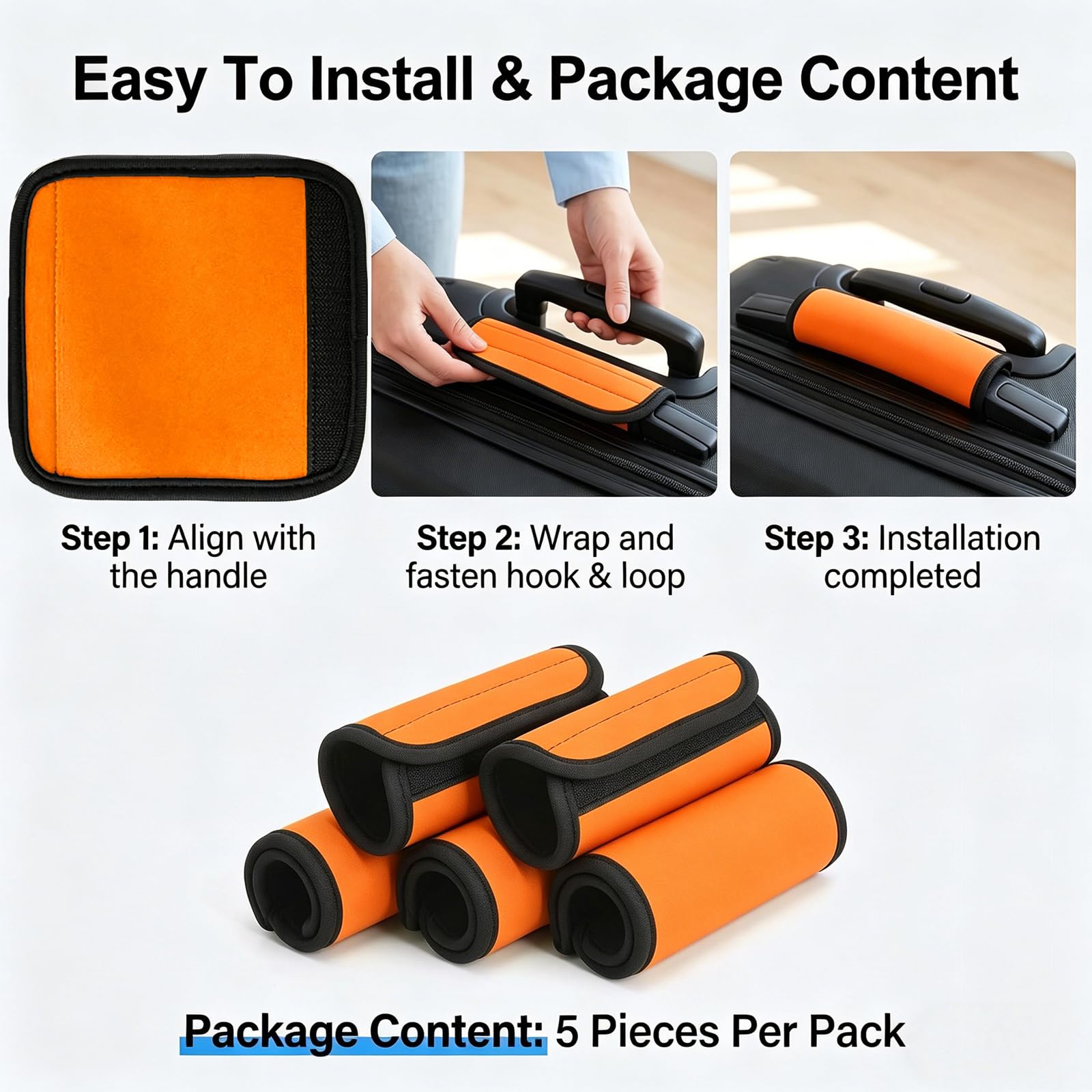 5 Pezzi Arancio Neoprene Bagaglio Maniglia Custodie Morbida Valigia Maniglia Maniglia Copertura Bagagli Pendente Ident Ifika Cancelli Accessori Da Viaggio per Valigia Borsa