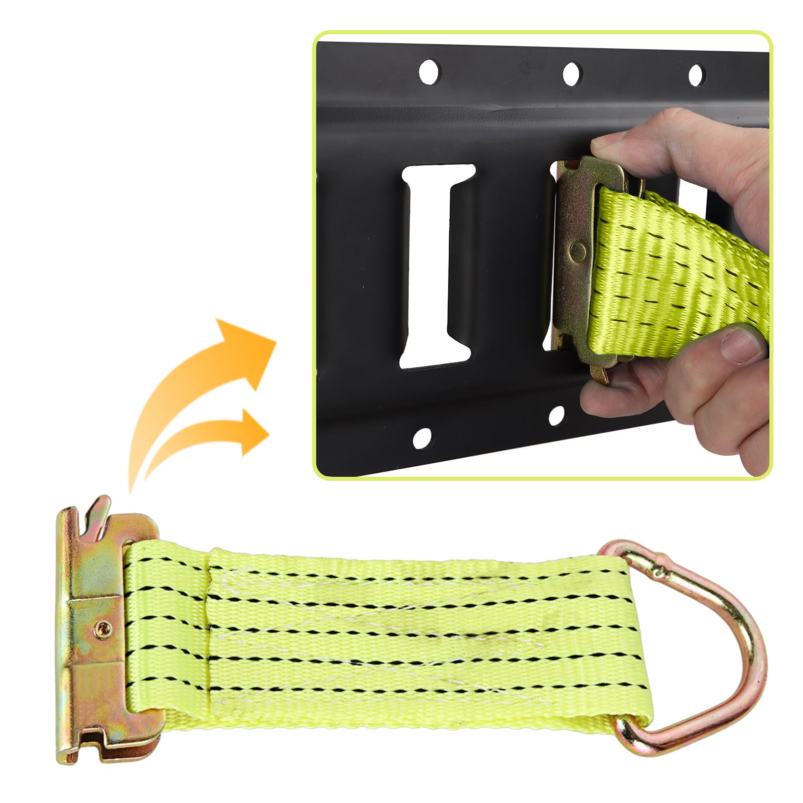 Confezione da 12 cinghie di fissaggio con anello a D, accessori per rimorchi chiusi, camion, magazzini, pickup, furgoni (5,1 x 15,2 cm) gialli