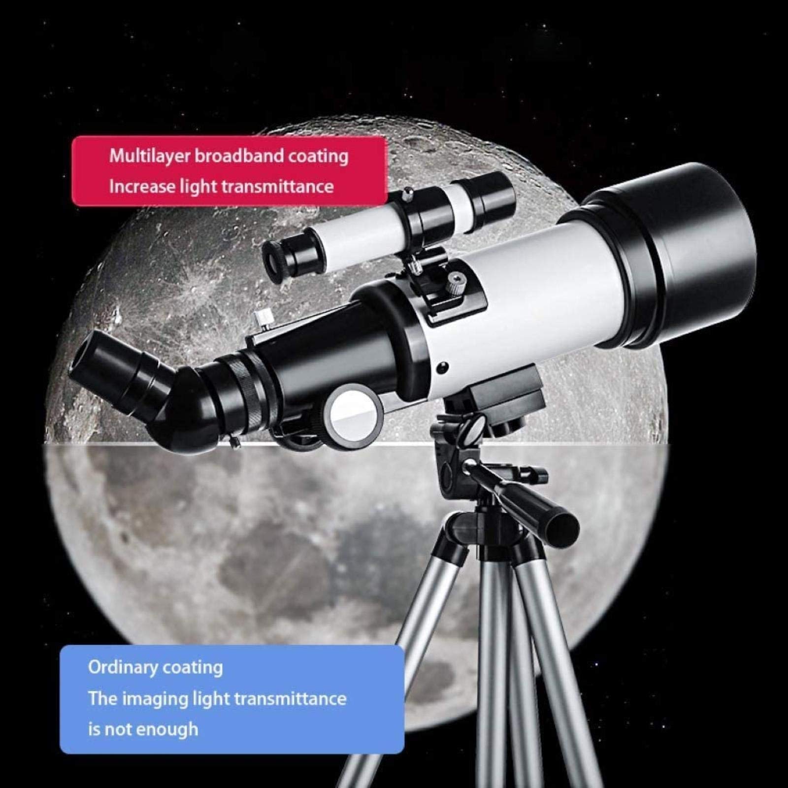 QTANZIQI Przenośna lornetka teleskop astronomiczny dużej mocy teleskop do astronomii kosmicznej dla początkujących monokularowy 50-100Mm refraktor edukacyjna luneta do obserwacji ptaków
