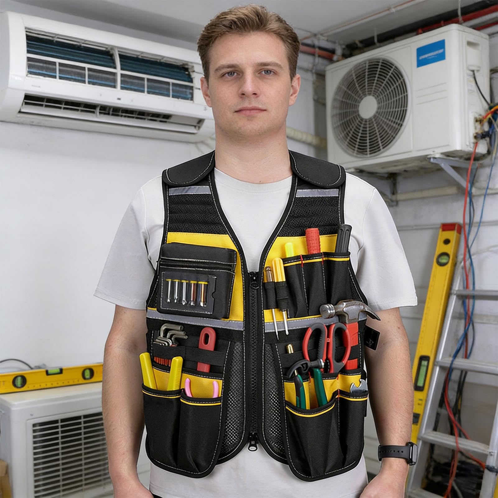 Chaleco De Trabajo Para Hombre Arnés De Seguridad Reflectante Y | Chaleco Reflectante De Seguridad Para Electricista Mecánico Limpieza De Parrillas Regalo Para Padre