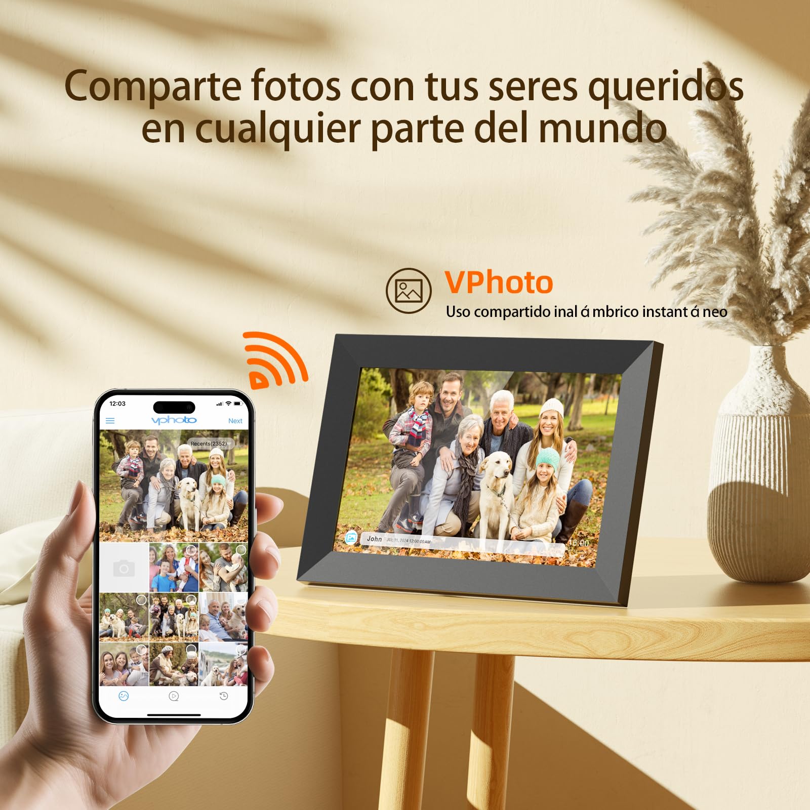 Marco de Fotos Digital WiFi 16GB, Marco Digital de Fotos de 10,1 Pulgadas, Comparta Fotos con el Marco Digital a Través de la Aplicación Desde Cualquier Lugar, Pantalla Táctil de 1280x800 (Black)