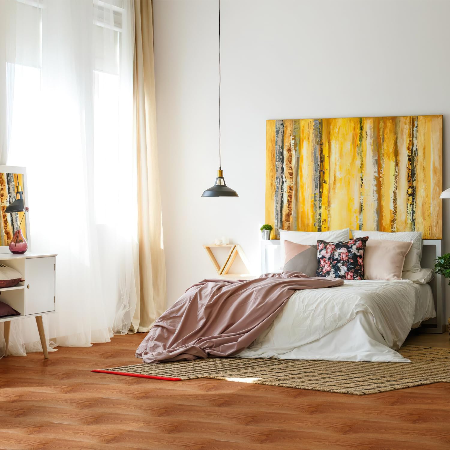 Pavimenti in PVC autoadesivi per pavimenti in vinile, ca. 10 m²/70 piastrelle, in vinile, antiscivolo, impermeabile, autoadesiva, pavimenti in laminato per soggiorno, cucina, rovere caldo