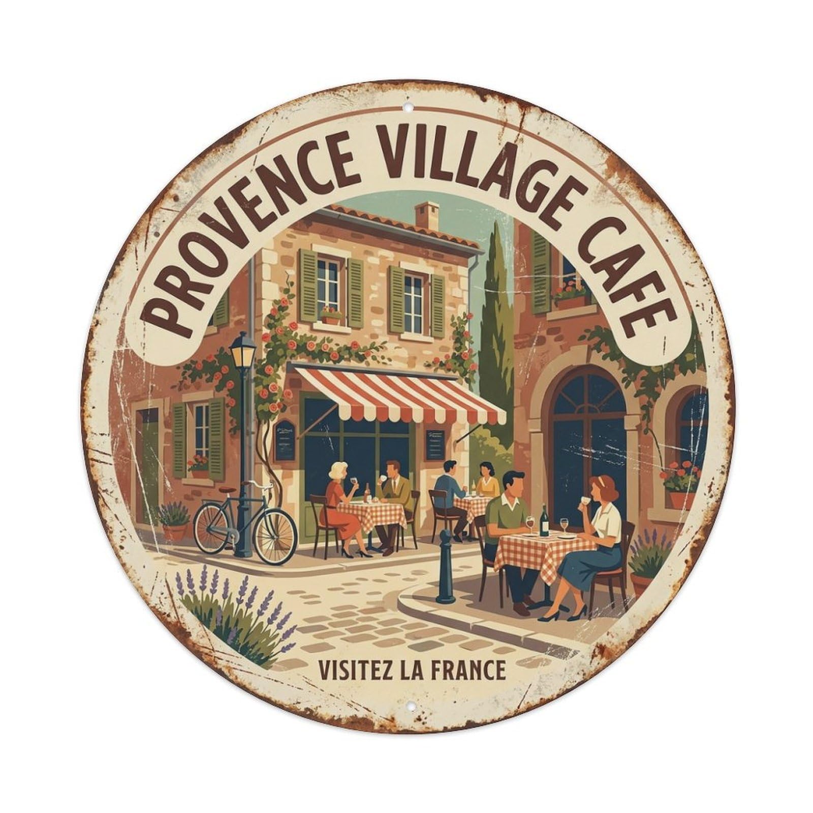 France Provence Village Cafe Dining Culture Travel Metal Tin Sign