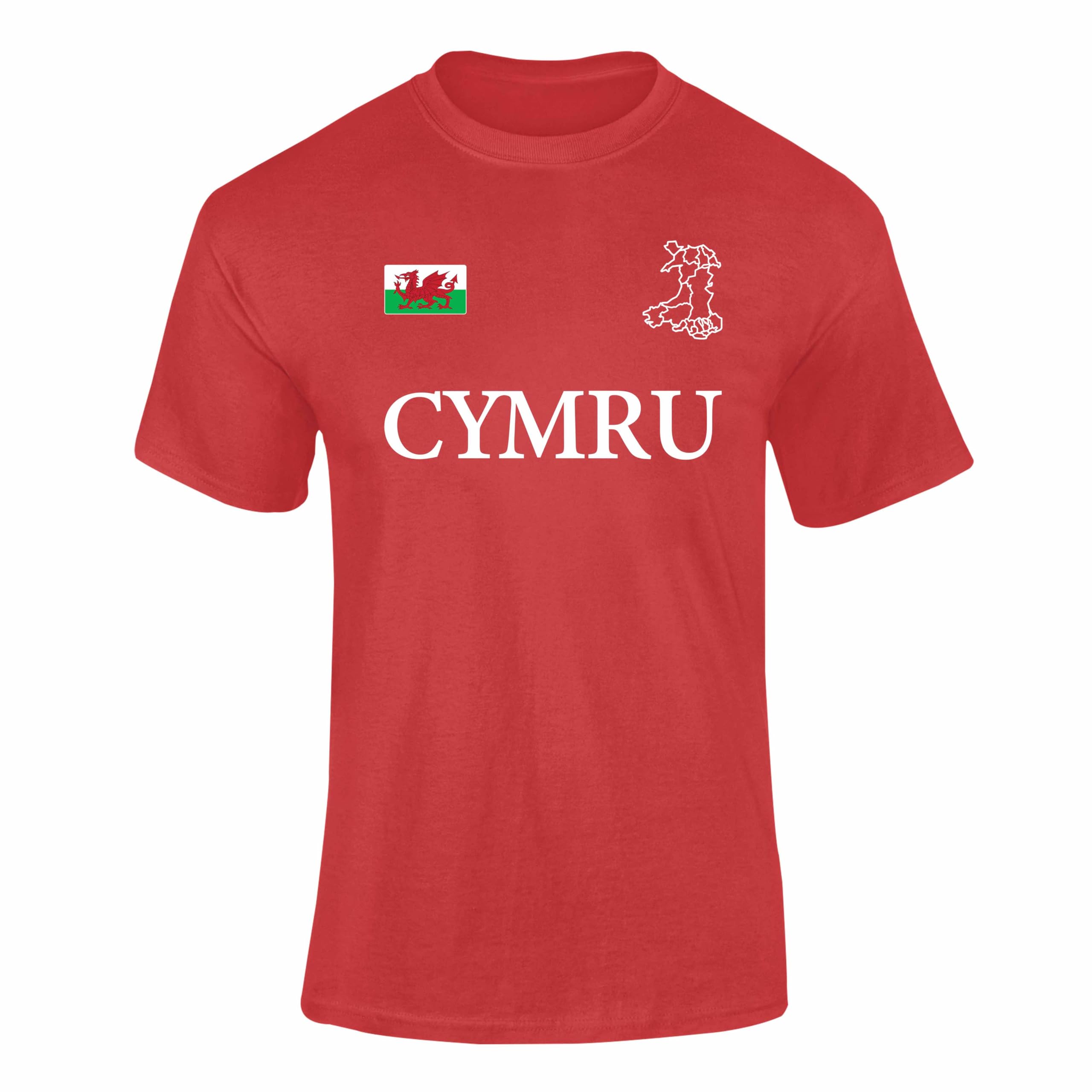 CYMRU Welsh Rugby T Shirt Wales Supporter Top for Kids & Adults Sports Fan Tee Red Small โ image 1