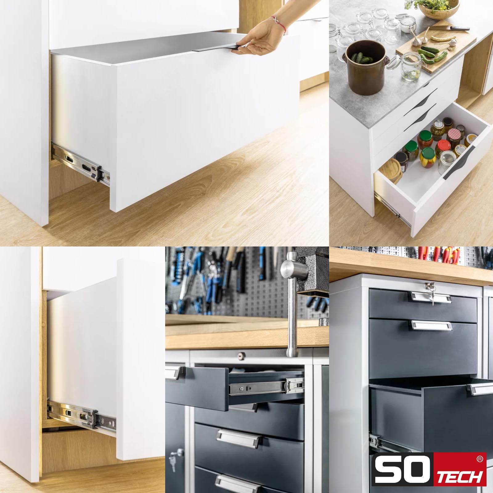 1 Paire Coulisse à Sortie Totale KV2 35 H45 L500 SE Avec Retour Automatique Longueur 500 Mm Hauteur 45 Mm Glissières Pour Tiroirs Charge Jusqu'à 35 Kg De SOTECH Le Spécialiste Des Glissières Pour