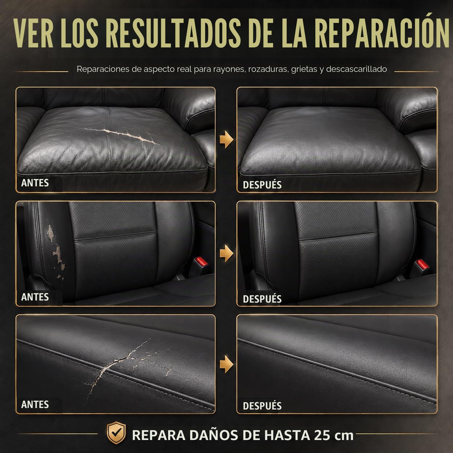 ARCSSAI Reparación de Cuero Negro de Vinilo para Muebles, Asientos de automóviles, Chaquetas, Zapatos, Cuero sintético, sin calefacción