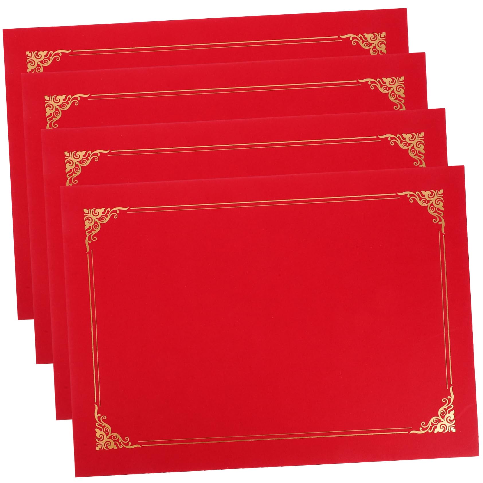 Fundas para Certificados A4 Rojas de Papel, 4 Piezas