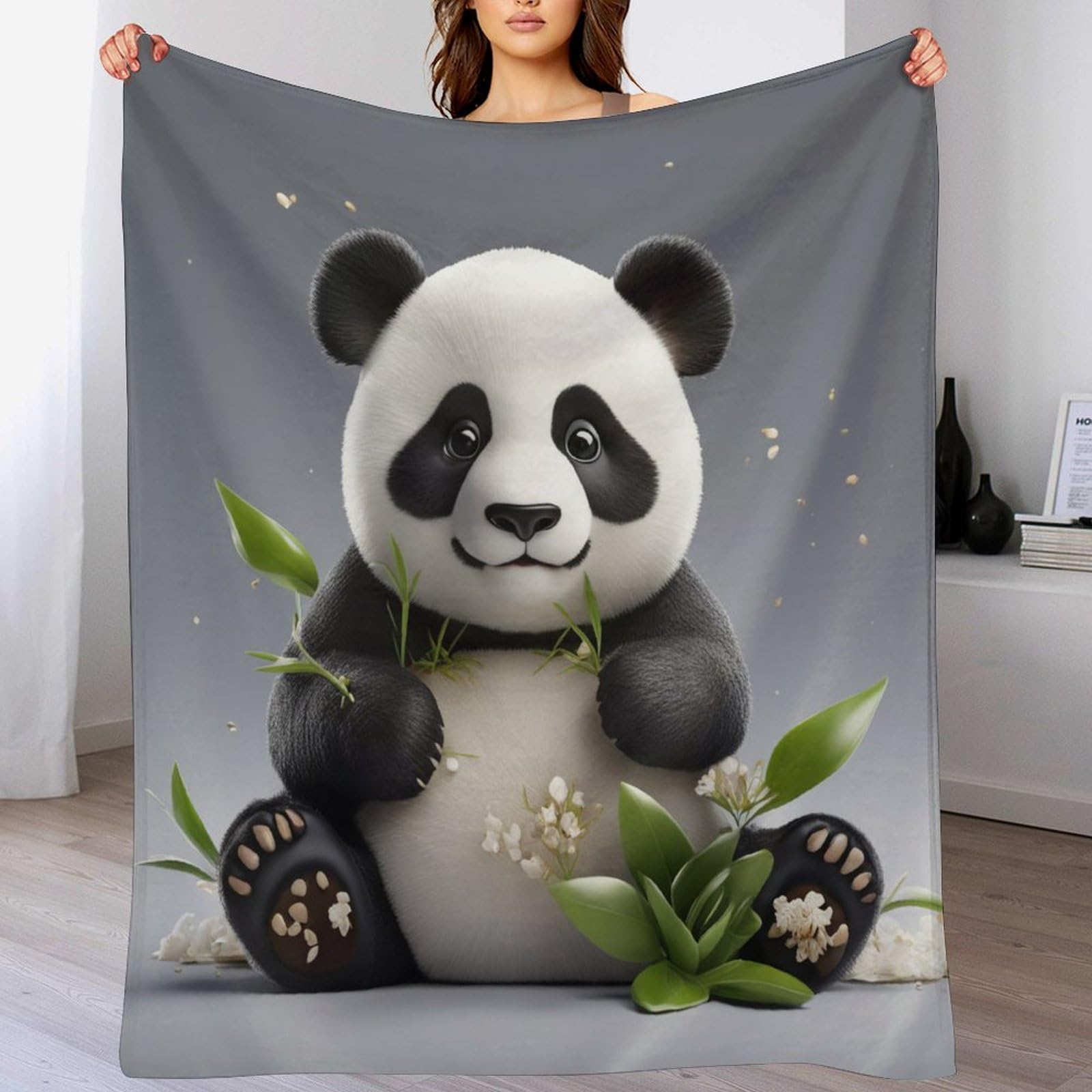 Couverture Panda haut de gamme en flannel douce pour lit toutes saisons