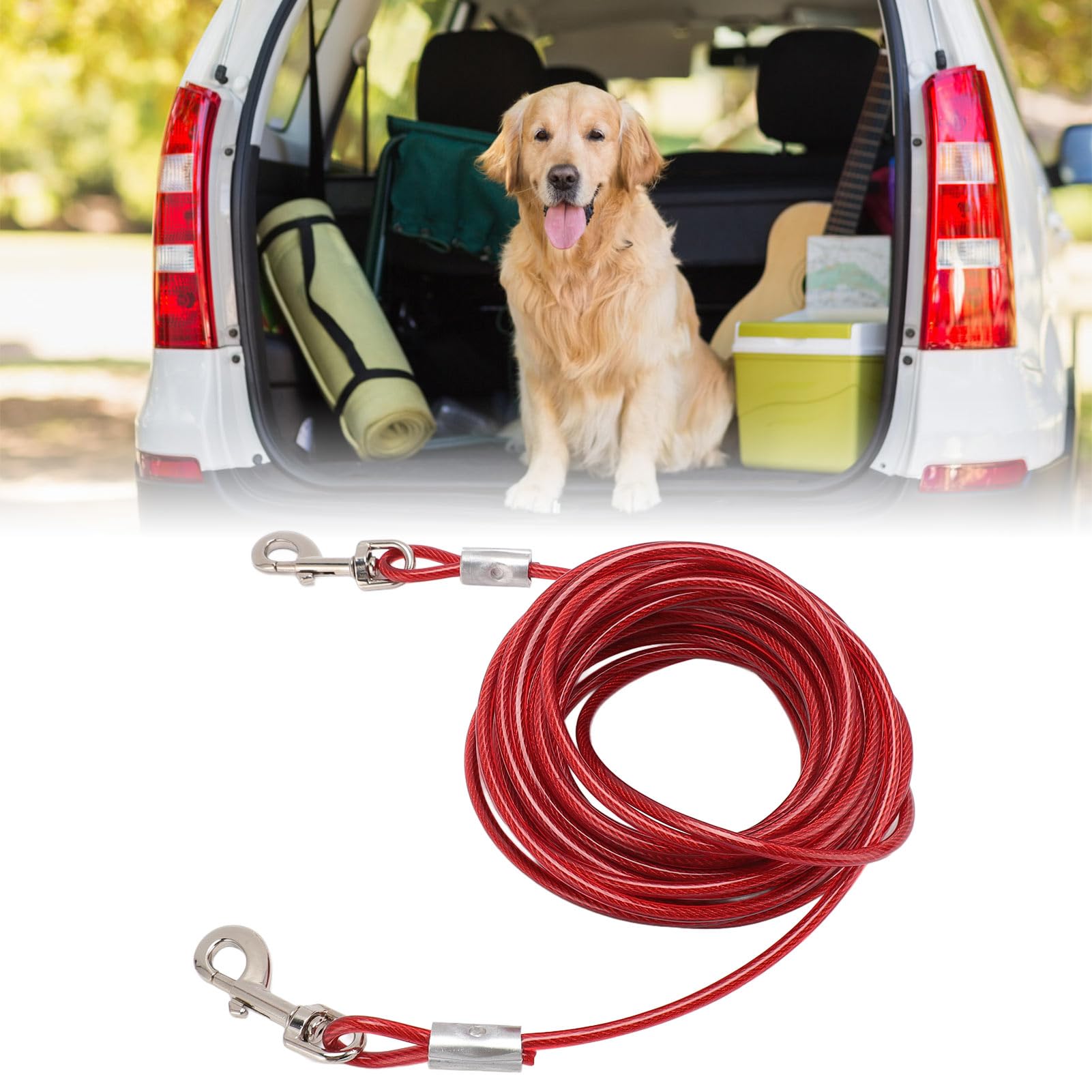 Hundeleinenkabel Mit Abnehmbarer Stoßfeder – 6,8 M Länge, Für Kleine & Mittelgroße Hunde Bis 113 Kg, Wetterfest