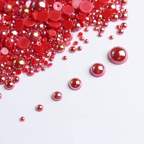 Miniatura 3 de Tamaños mixtos de 0.316 a 0.315 pulgadas, 1000 cuentas de imitación de media bola con parte trasera plana, cuentas sueltas, gemas para álbum de