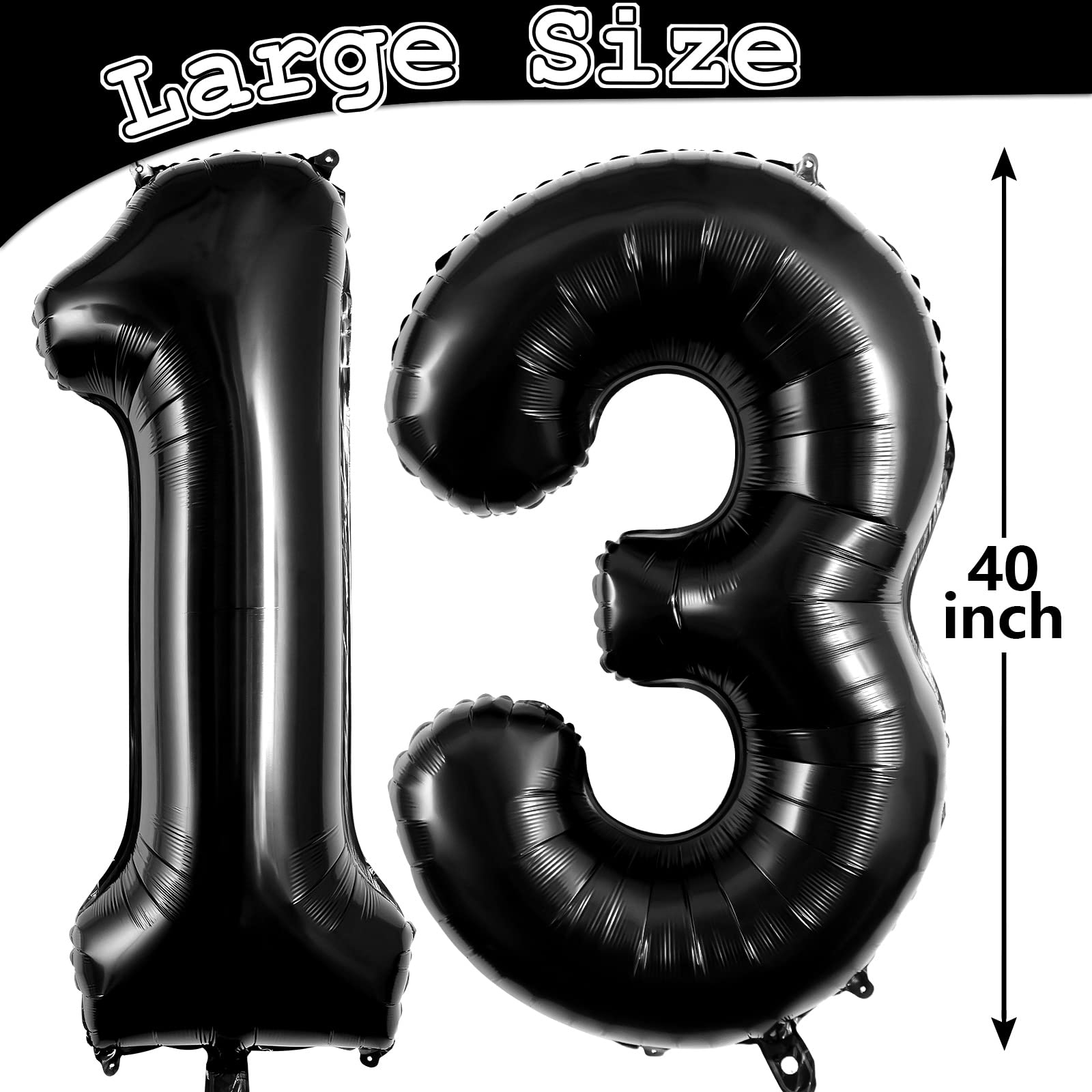 Black 13 Balloon Numbers, Large 13 or 31 Foil Balloons, Big Number Balloon 40 Inch for Birthday Anniversary Events Party Decorations ?