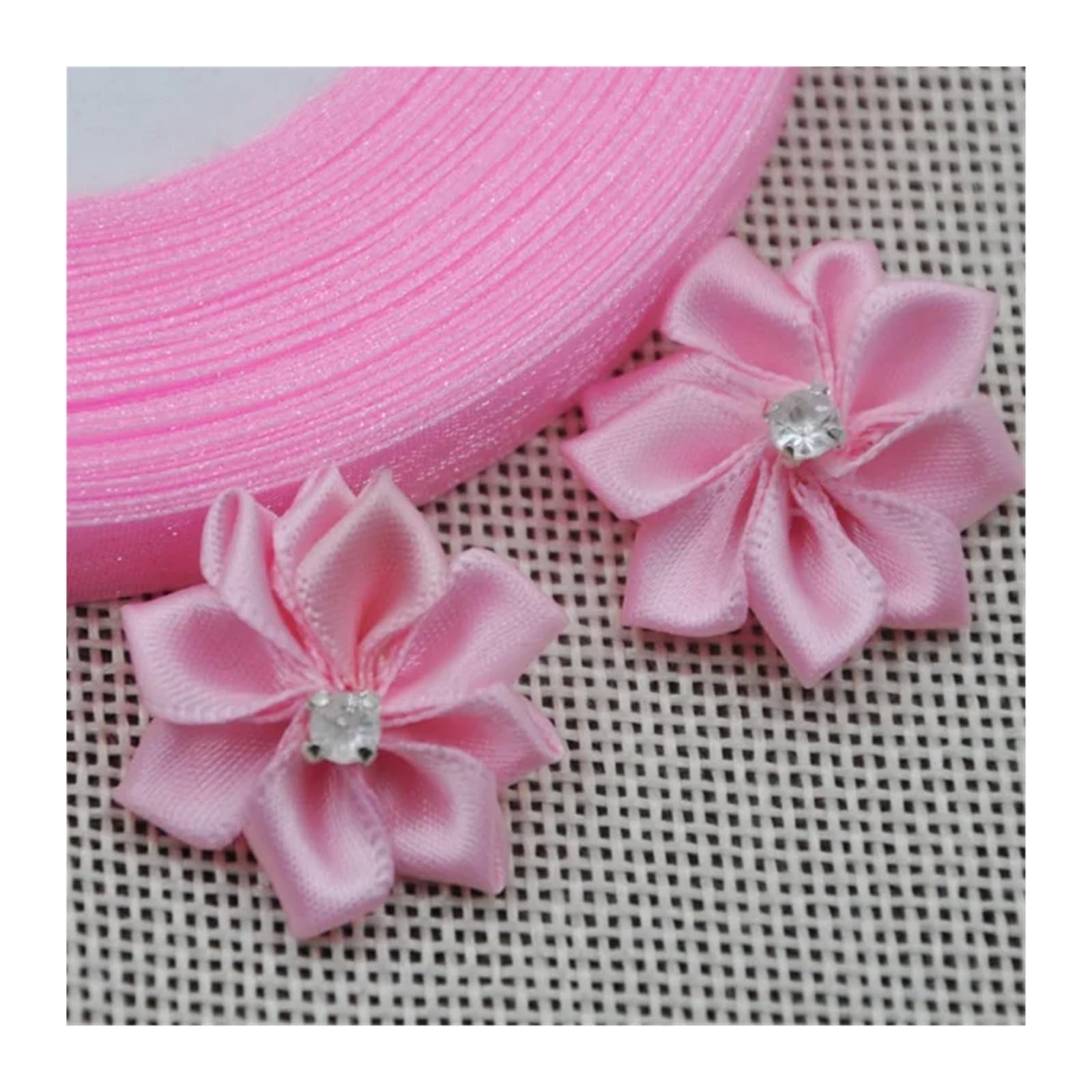 KiddiBubzi 20pcs 25mm Mix Color Ribbon Flowers With Rhinestone Garment Sewing Supplies Handmade Appliques(Color 20)