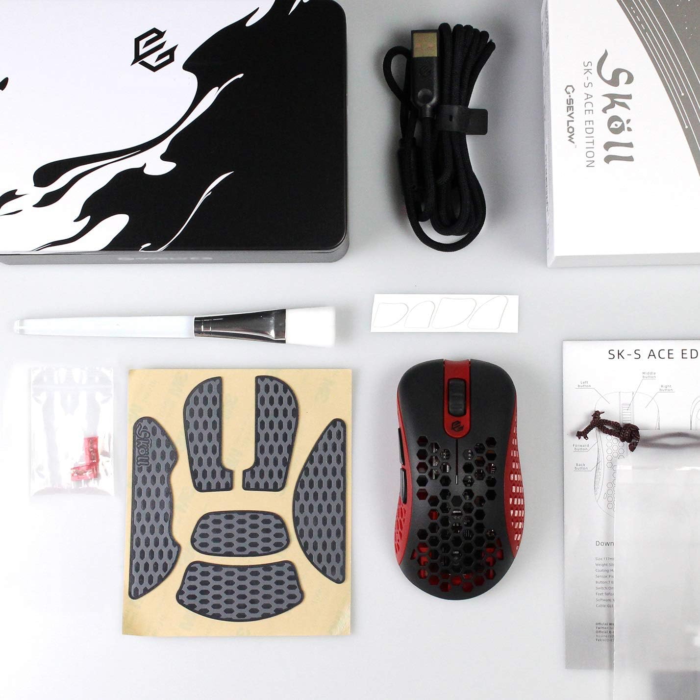 Creative Product Skoll Mini SK-S ACE 2020 Edition 50g Ultralight Weight Honeycomb Design Ergonomic Wired Gaming Mouse with 3389 Sensor - PTFE Skates - 16,000DPI - Detachable Cable (Red) 🛒 Crazy Deals Skoll Mini SK-S ACE 2020 Edition 50g Ultralight Weight Honeycomb Design Ergonomic Wired Gaming Mouse with 3389 Sensor - PTFE Skates - 16,000DPI - Detachable Cable (Red)