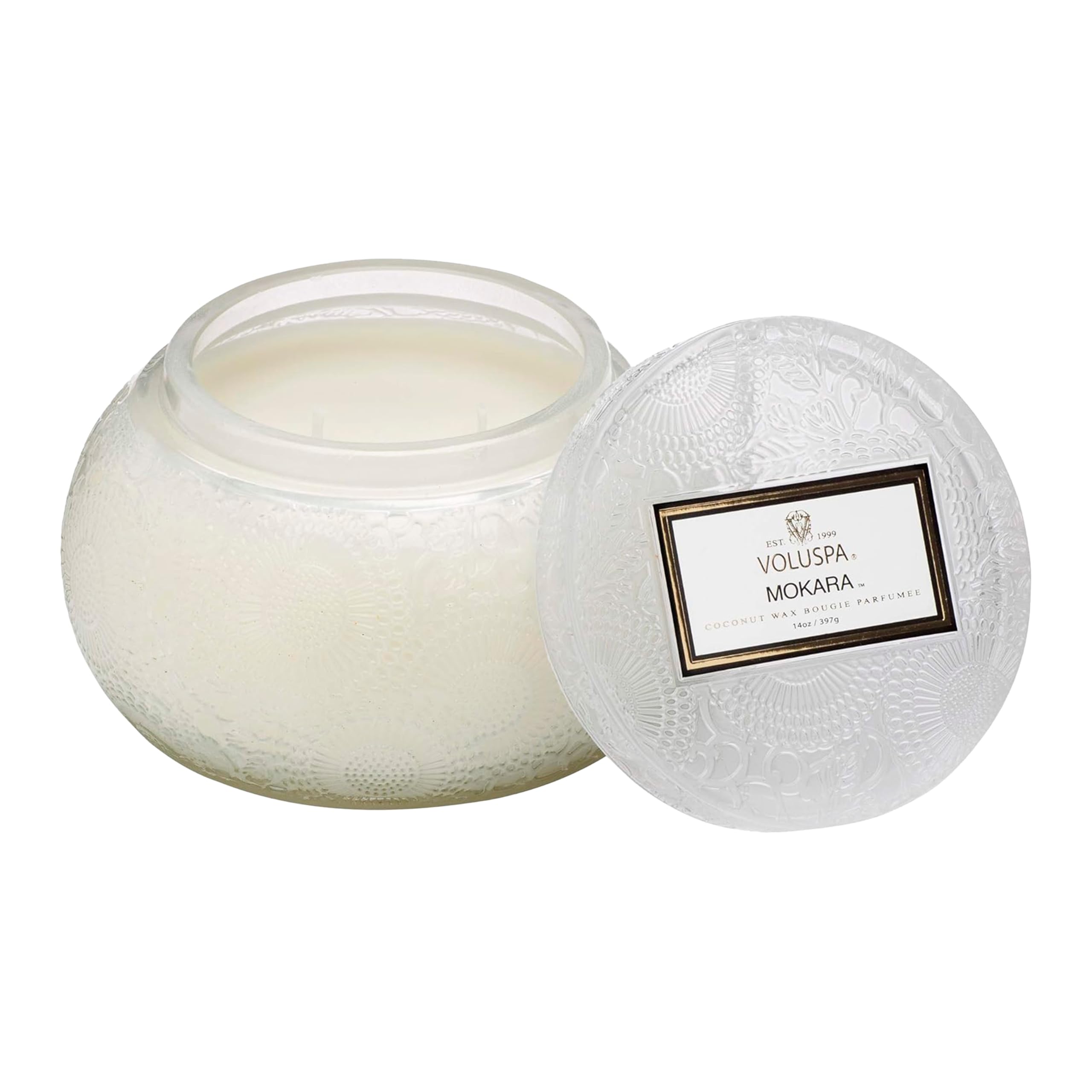 Voluspa Mokara, Glass Chawan Bowl Candle, 14 oz, 50 Hour Burn Time, Coconut Wax for Clean Burning, Handcrafted in the USA