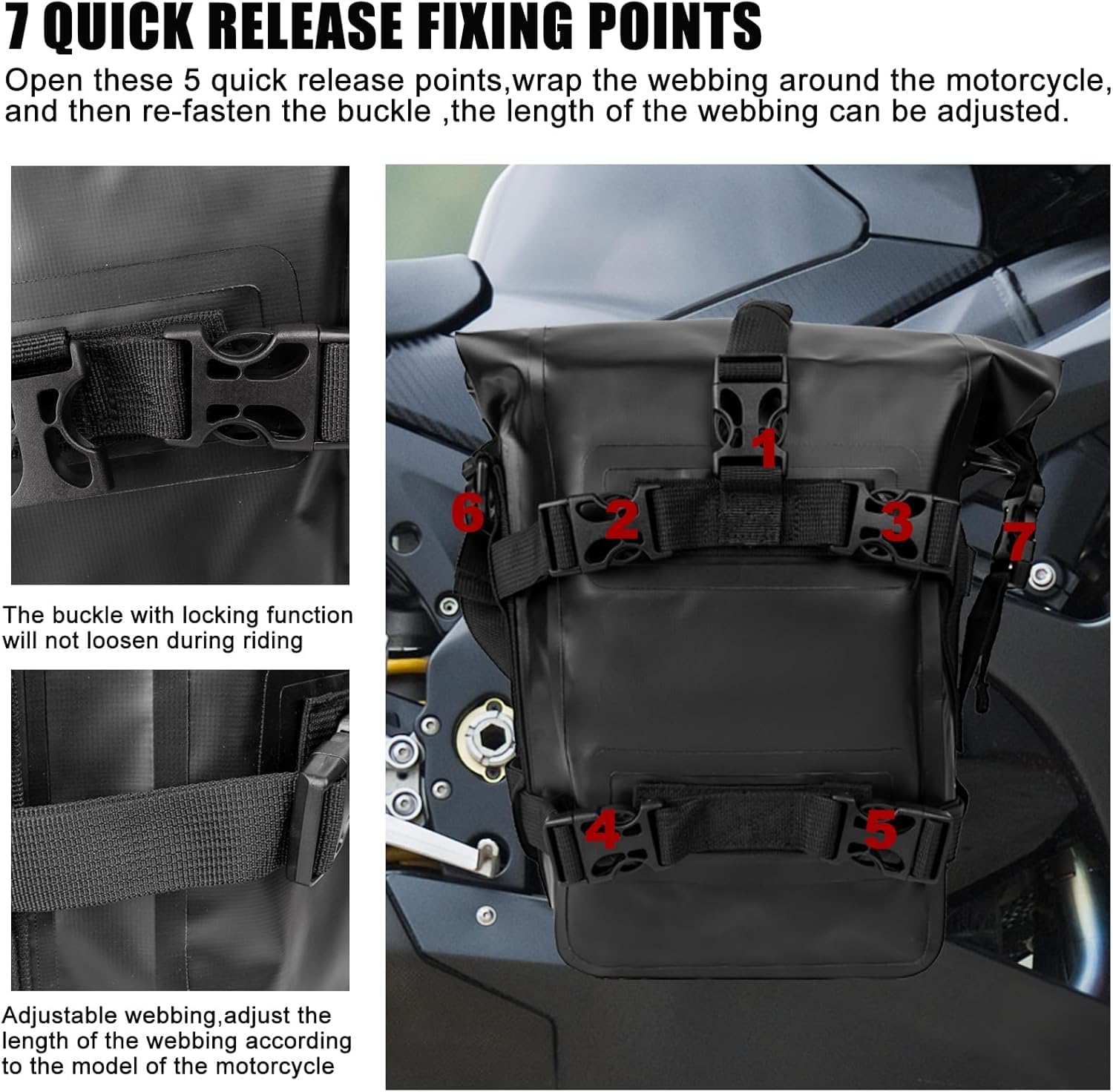 Motorrad-Sturzbügel Tasche für Piaggio Vespa GTS 300 GTS300 2019-2024, Sturzbügel Seitentaschen Tasche wasserdicht Satteltasche mit Schultergurt Seitentasche,Black/A