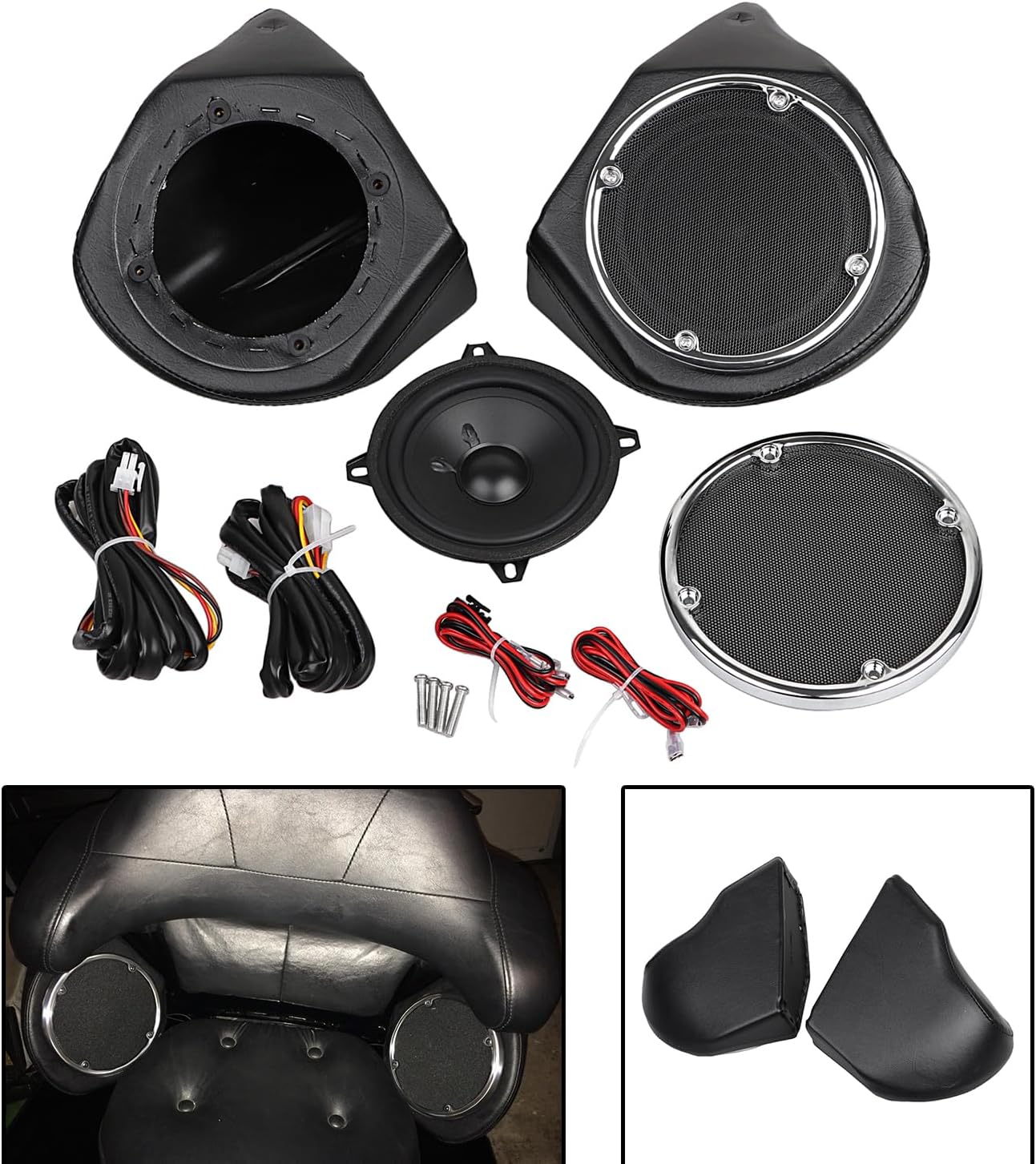 5.25" Trunk Rear Speaker with Speaker Pods for Harley Touring Road Glide Road King Street Glide Trike Ultra-Classic Electra Glide Standard 1998-2013
