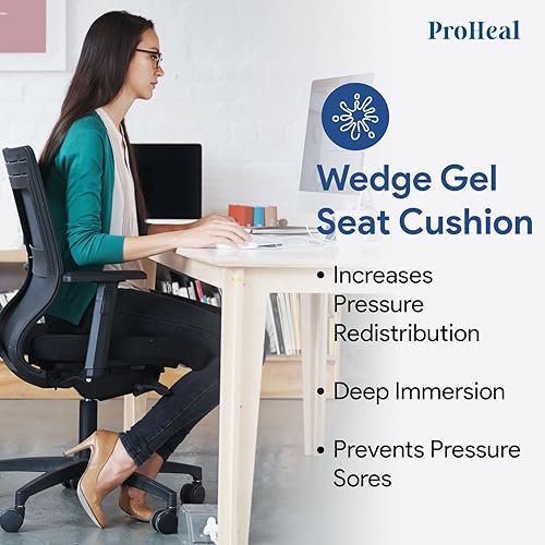 Miniatura 2 de Cojín de asiento de cuña de gel con pomo de 18 x 16 x 4 pulgadas - 2 pulgadas - Mejor postura y posicionamiento de cadera - Espuma de alta densidad