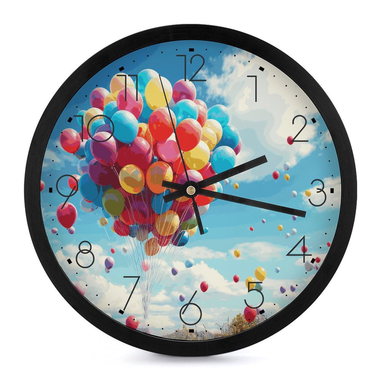Horloge murale numérique pour décoration de salon avec jolis ballons colorés