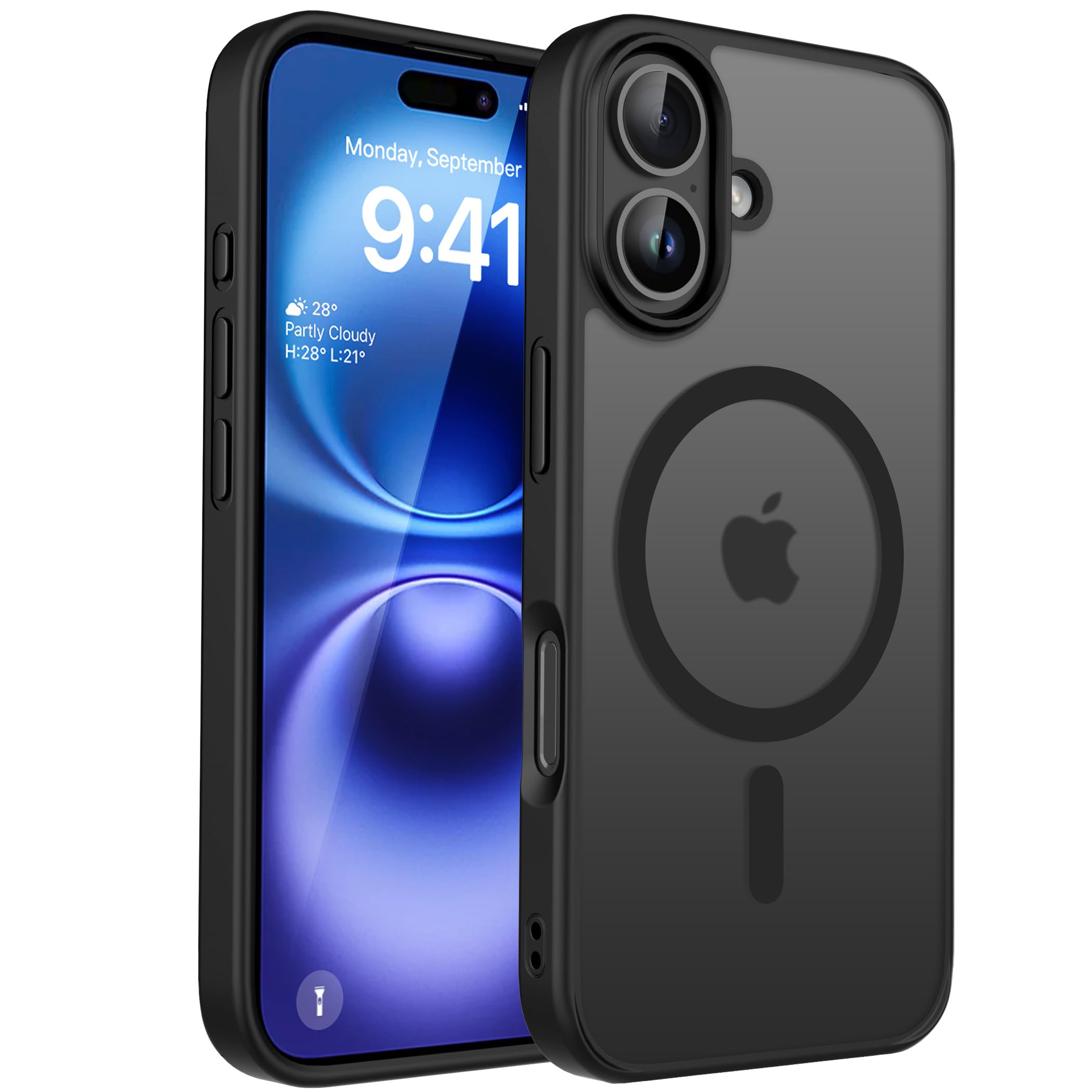 CACOE für Kameraschutzend, Kompatibel mit MagSafe, Stoßfest Kratzfest Magnetisch Rückseite Handyhülle für iPhone Case Transluzente