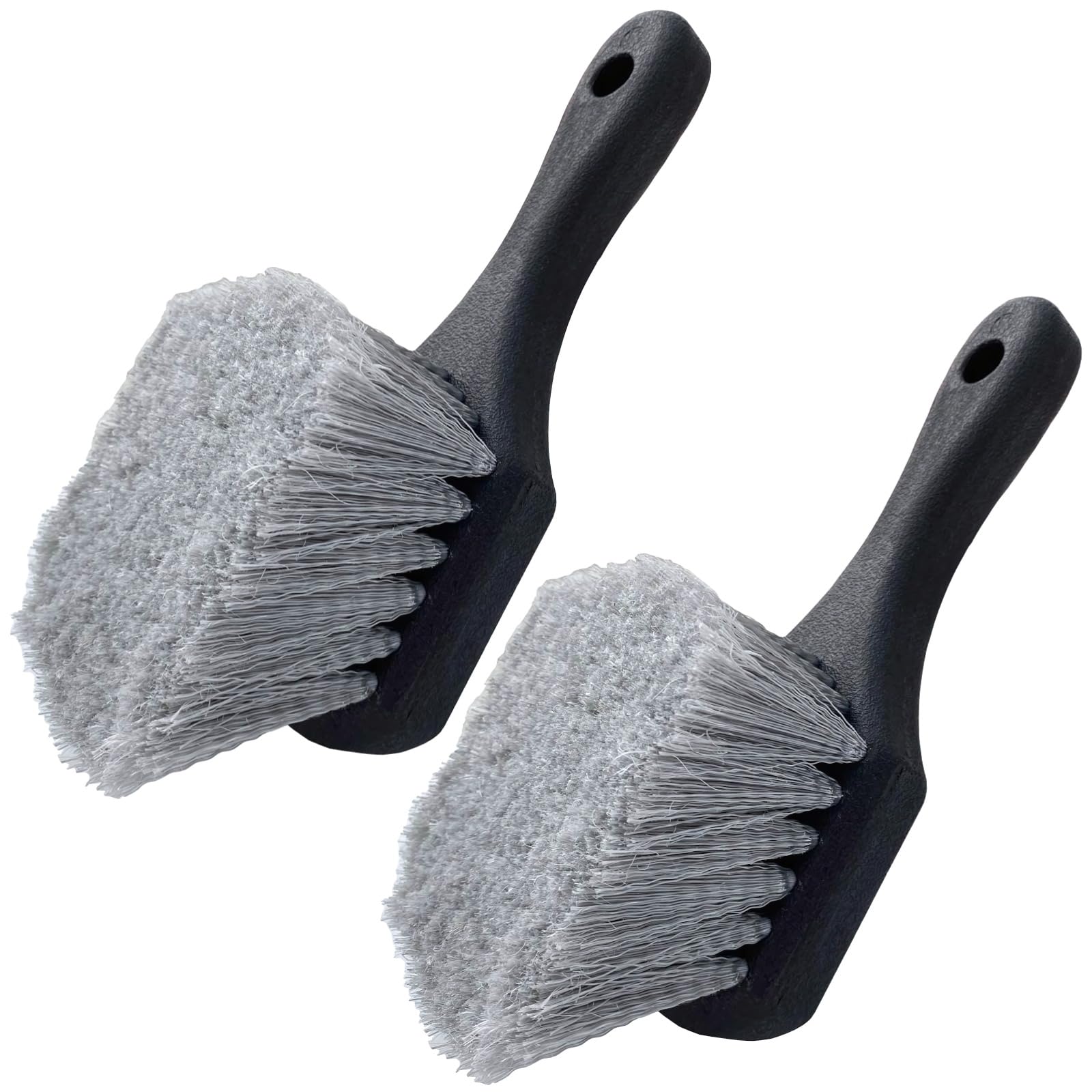 2 STK. Reifenreinigungsbürsten, Feste Nylonborsten, Langer Felgenreiniger, breite Radnabenbürste, ergonomischer Felgenwascher für die gründliche Entfernung von Schmutz, Fahrzeugpflege-Set
