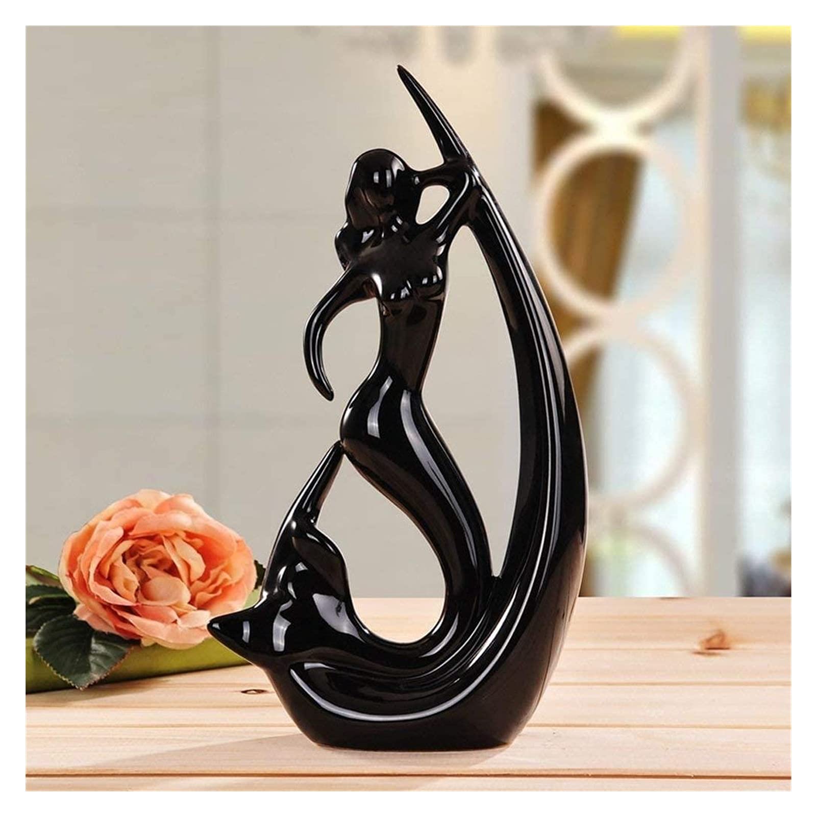 Estatua Creativa de Sirena, decoración de Mesa de Estatua de cerámica, Accesorios de decoración del hogar, Estatua Artesanal de Mesa (B)