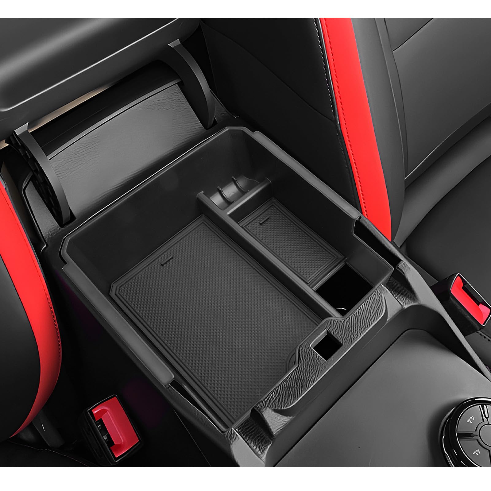LUWU 2025 2026 Ranger Center Console Organizer for 2024 2025 2026 Ford Ranger XL/XLT/Lariat/Raptor Accessories Armrest Console Storage Box Glove Organizer Tray ABS Material Black