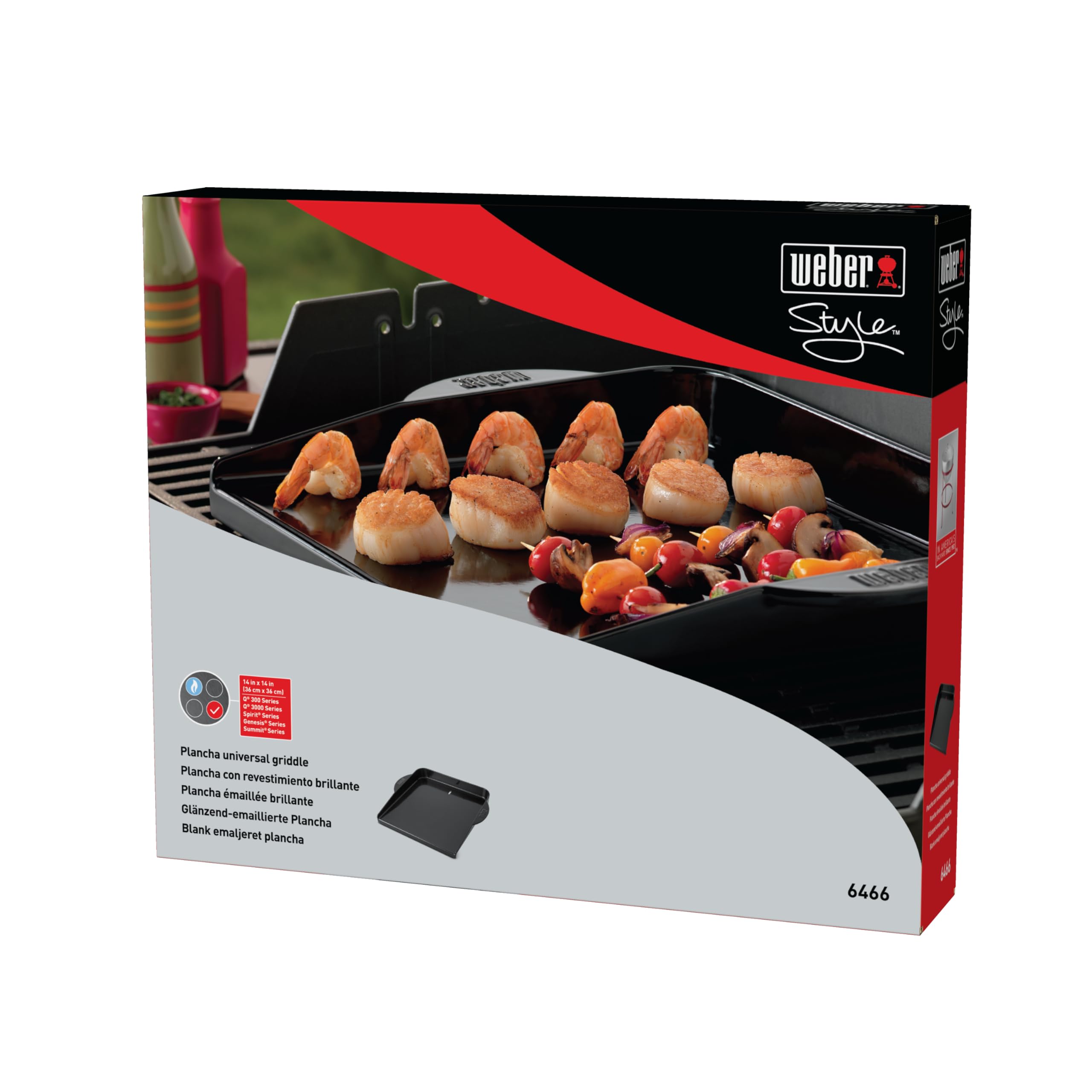 Weber plancha Deluxe in ghisa per Q300 / 3000 e Barbecue a Gas/Calore Uniforme, Ideale per Verdure, Frutti di Mare e Piatti in Padella – Nero (6466)