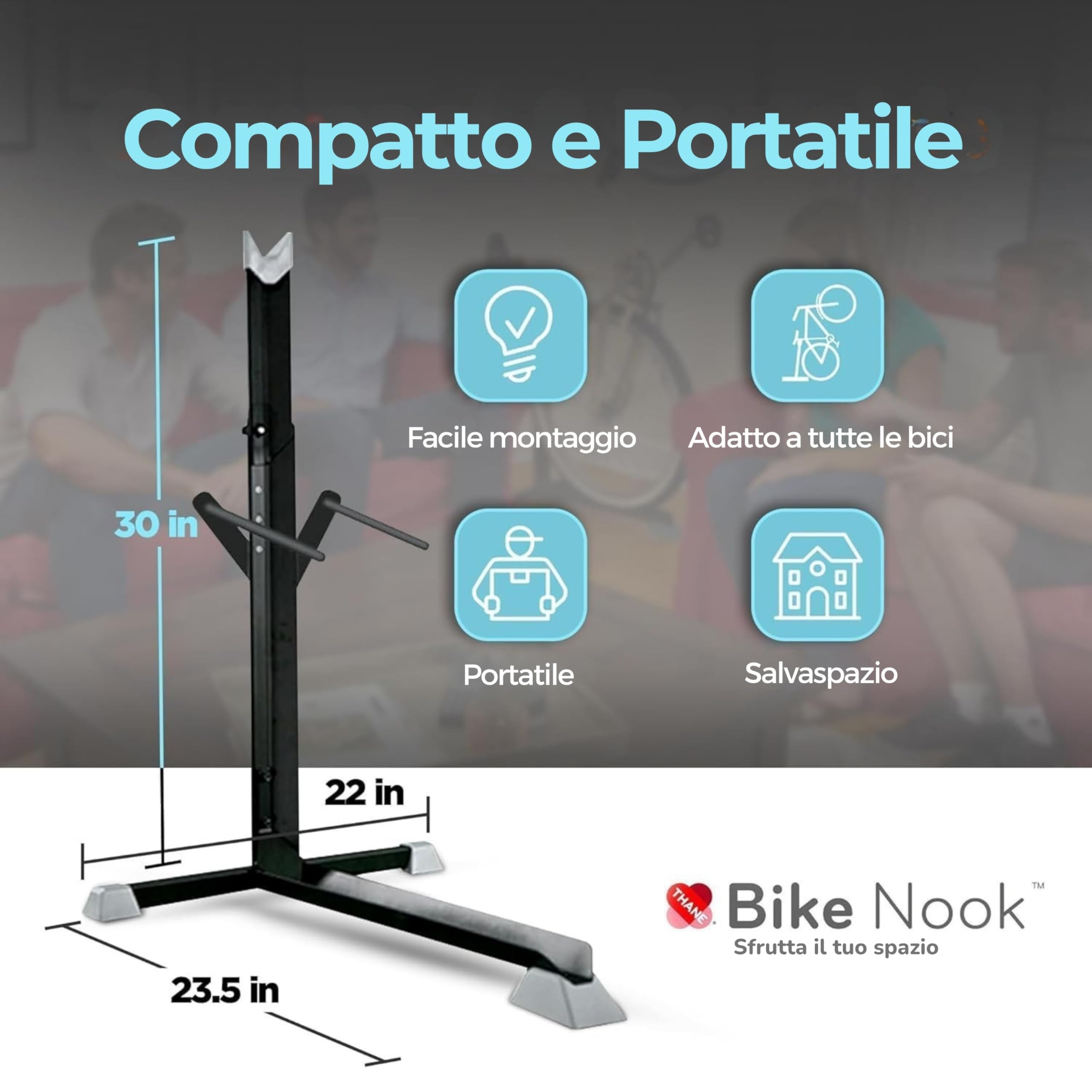 Bike Nook Pro - Supporto Verticale per Bici da Pavimento, Rastrelliera Salvaspazio per Garage e Interni, Compatibile con Parafanghi e Cestini, Nessun Foro nel Muro