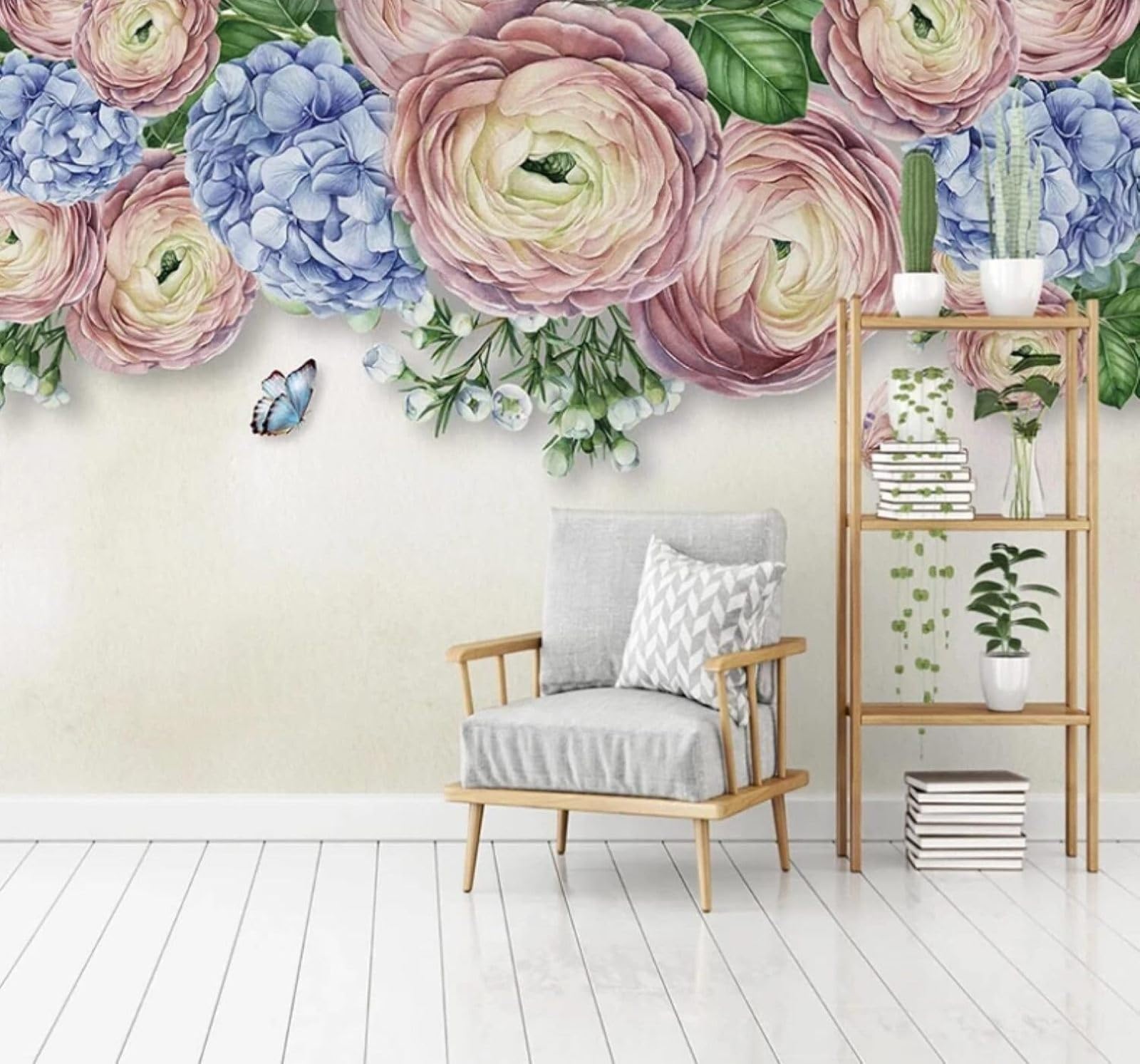XLMING Minimalist Three Dimensional Beautiful Flowers Butterflies 3D Wallpaper Luxury Home Dining Decor Paste Sofa Living Room The Wall for Bedroom Mural-430cm×300cm