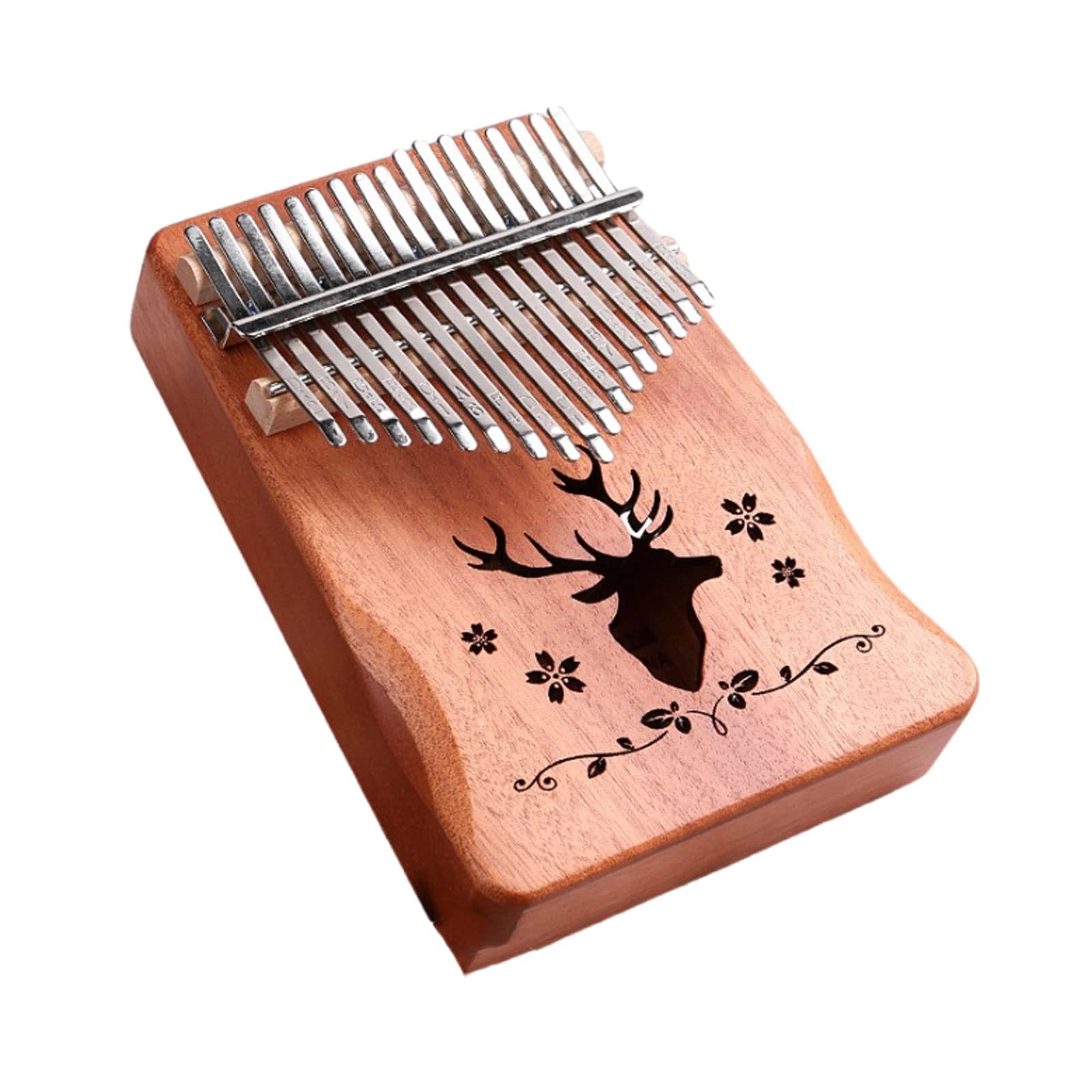 Suono Squisito Thumb Piano 17 Tasti, Testa di Cervo in Legno e Corpo Intagliato a Farfalla, Pianoforte per Dita per Principianti Professionisti Facile da Giocare
