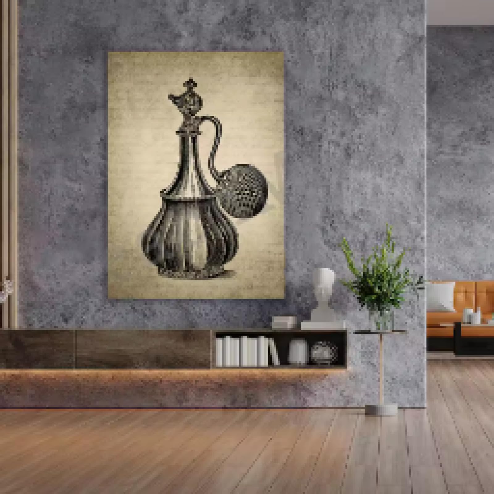BMGKYAGL Klasyczny obraz vintage atomizer nadruk, sztuka ścienna vintage plakat nowoczesny styl wystrój domu 40 x 60 cm rama
