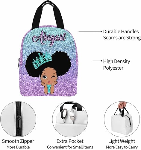 Miniatura 4 de Juego de bolsas de almuerzo personalizadas para niñas, bolsa de libro de nombres personalizada y lonchera, Color09, Personalizado