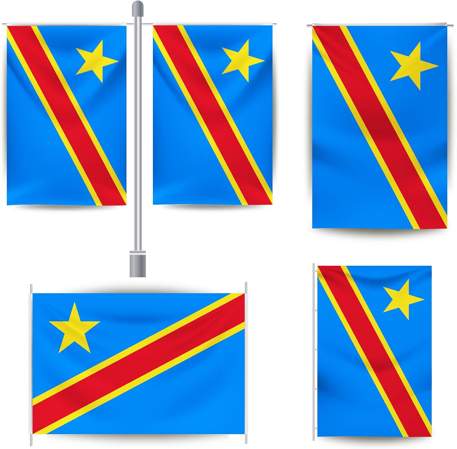 YongFoto Congo Flag 5x8ft Republic of the Congo Flags Banner for Outdoor Celebrations Home Garden Porch Party Decoration Flags with 2 Sturdy Grommets Precision Machine Stitched