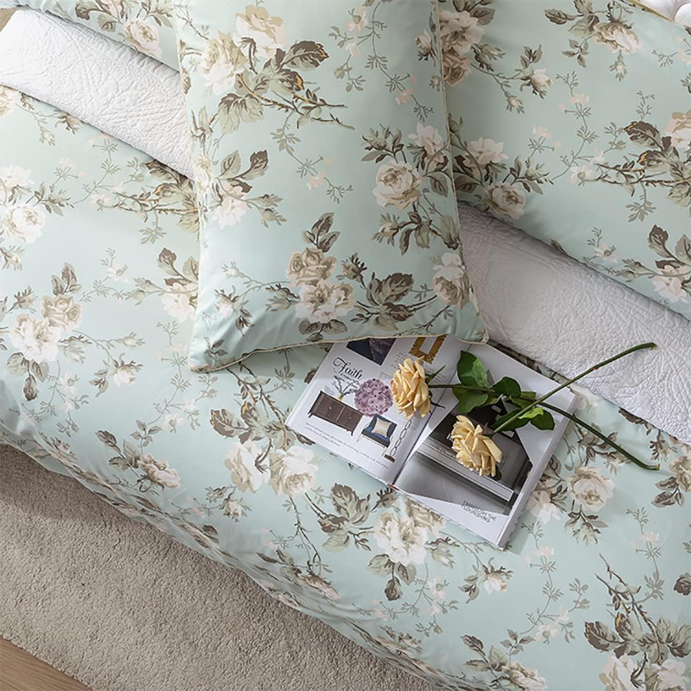 70% оƒƒ Dіѕсоunt EAVD Jersey Knit Cotton Duvet Cover Queen Reversible Floral Duvet Cover Full Bedding Set for Girls Women Vintage Style Botanical Floral Comforter Set with Zipper Closure 4 Ties