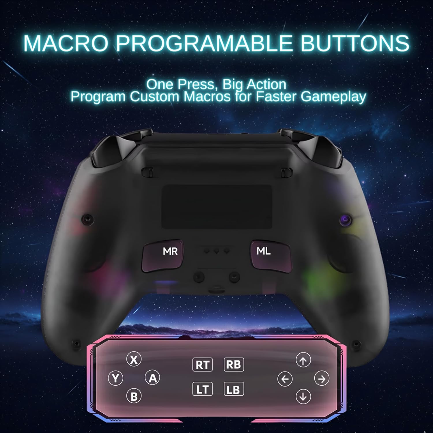 NoBoGame Wireless Controller for PS5 with Hall Effect Triggers, 6-Axis Gyro, RGB Lighting, Programmable Buttons, Dual Vibration, Bluetooth 5.3, Built-in Speaker, Efficient Design, Compatible with PS5/PS5 Slim/PS5 Pro/PC/iOS/Mac/Android/Steam - Image 6