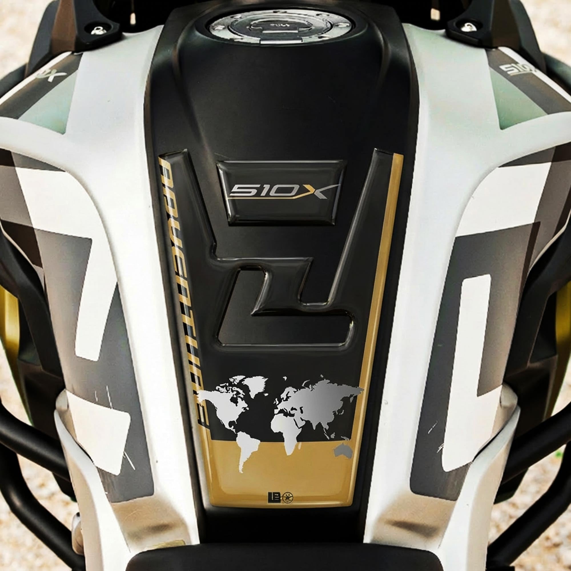 labelbike - Adesivo 3D Moto Paraserbatoio Protezione e Decorazione in Resina compatibile con Kove 510X Colore Oro