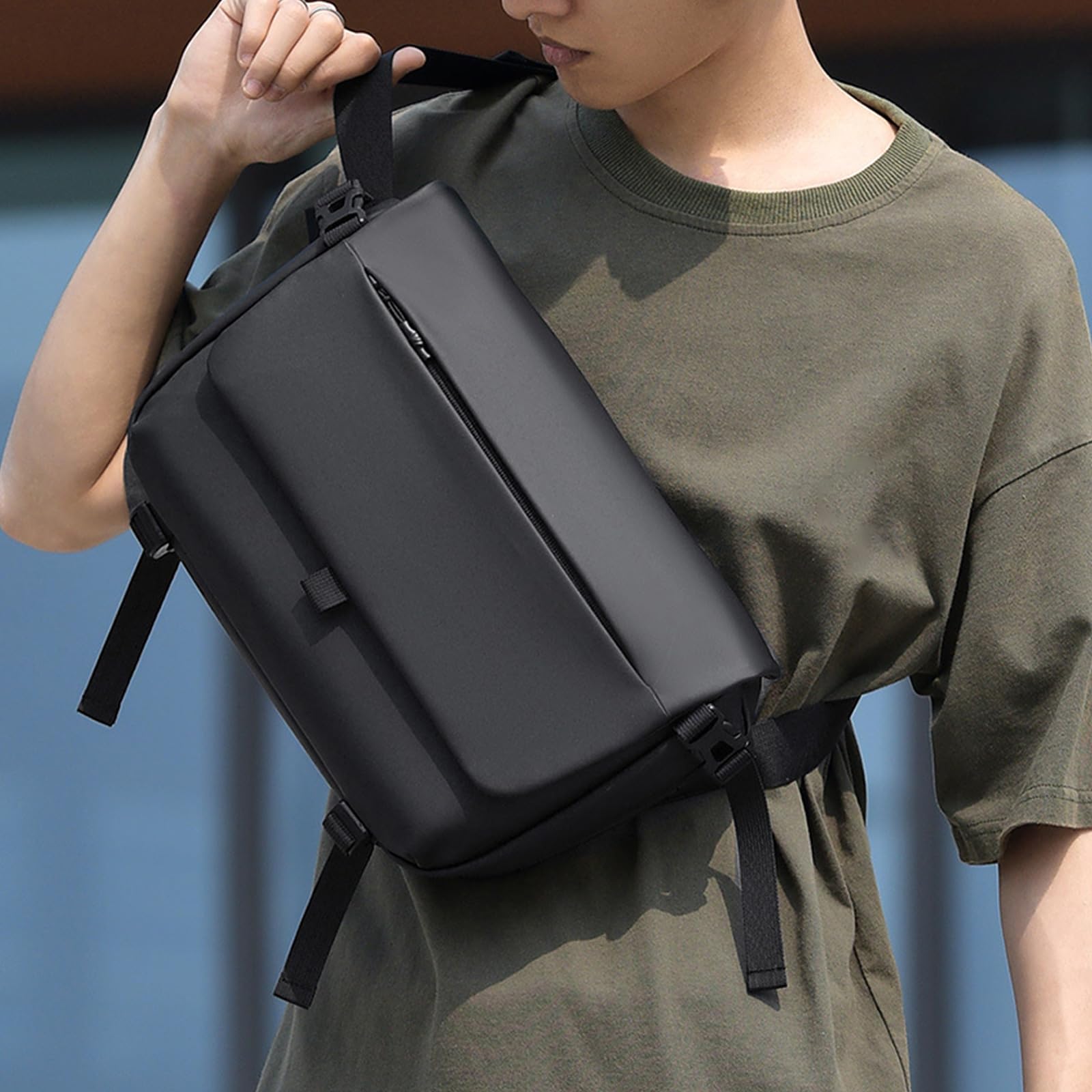 Borsa a tracolla per bici con patta di accesso rapido, borsa a tracolla casual per pendolari zaino per pendolari zaino per pendolari