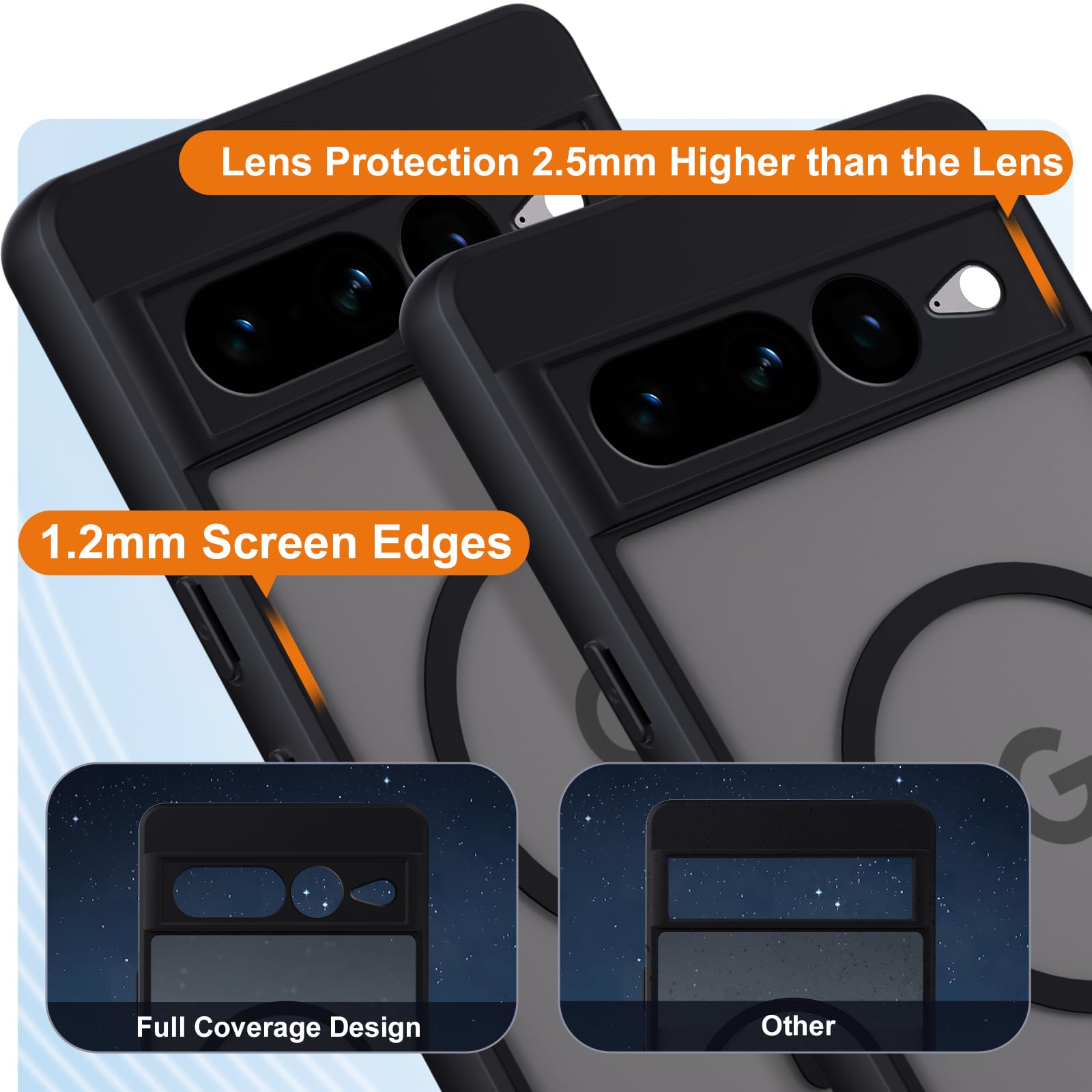 YINLAI Google Pixel 7 Pro, custodia per Google Pixel 7 Pro, con supporto ad anello magnetico in oro 360, morbido silicone e TPU, sottile, per Google Pixel 7 Pro, bianco crema