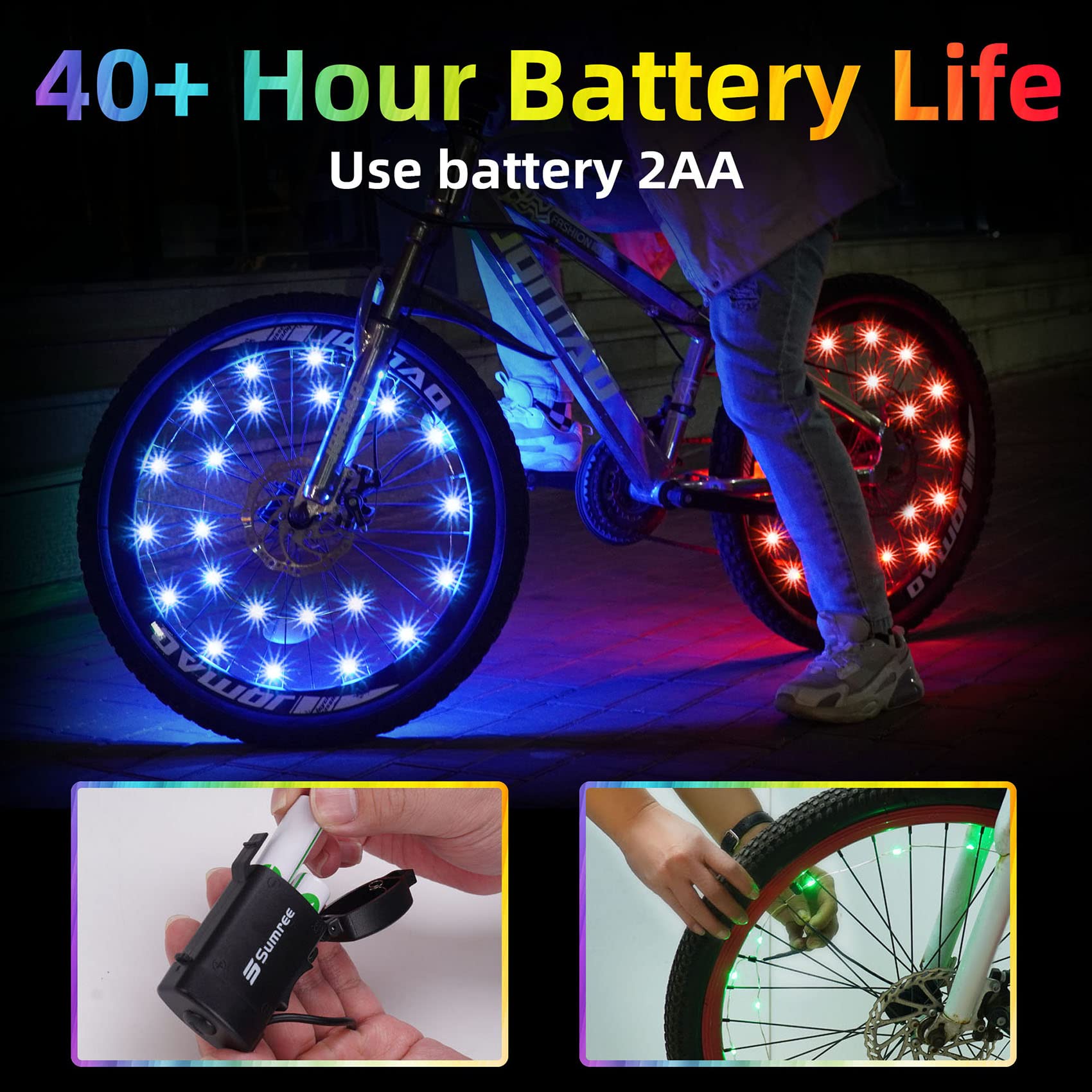 Lumières LED pour roues de vélo, lot de 2 pneus avec piles incluses, cadeau d'anniversaire pour enfants, adultes, garçons, filles