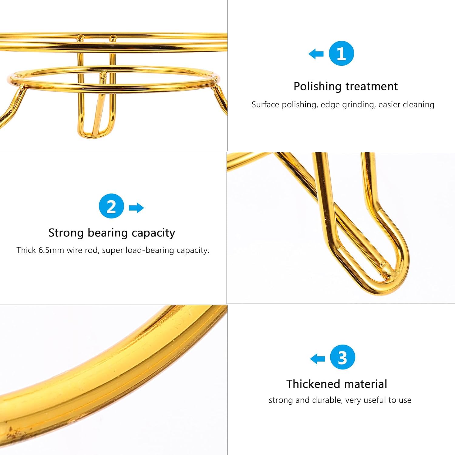 Cabilock Heat Insulated Pot Storage Rack Alloy Pan Holder Kitchen Storage Organizer Not Easy to Rust Golden Simple Modeling