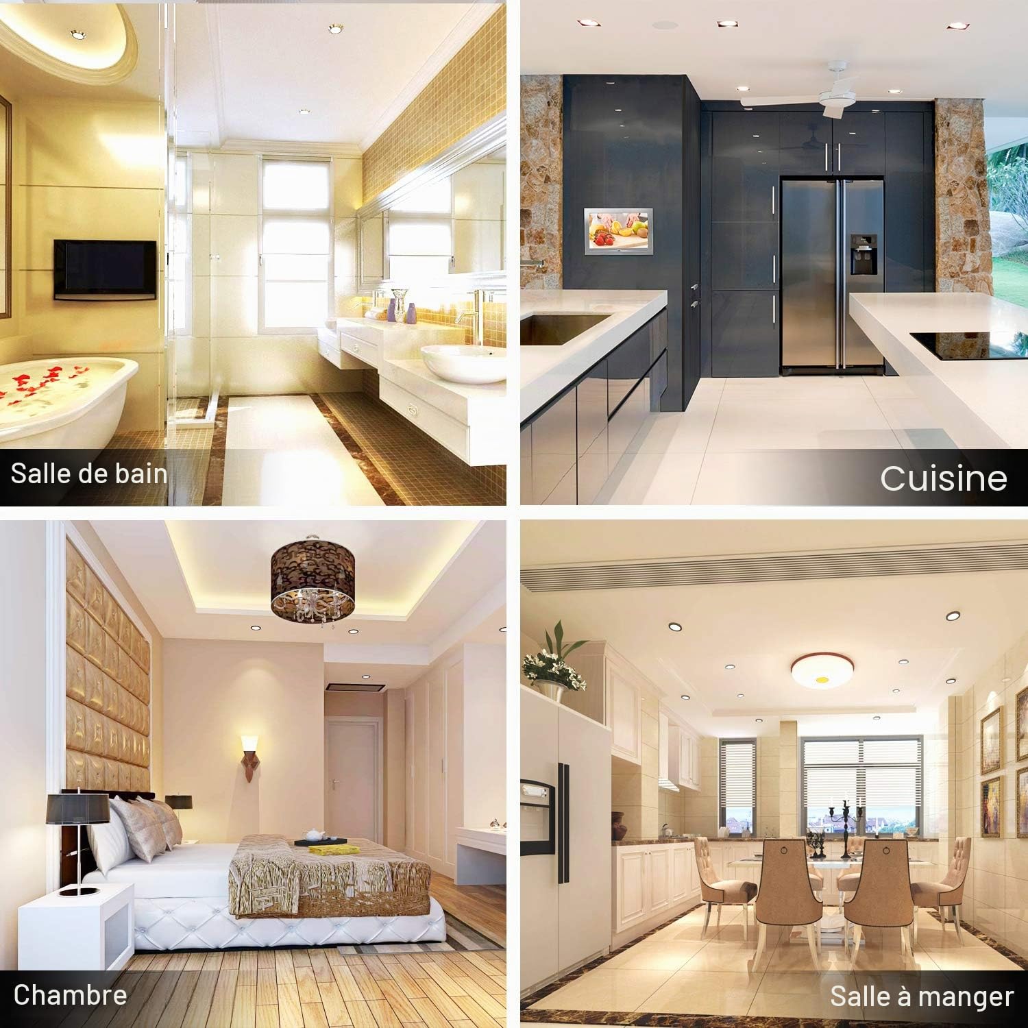 Allesgute Lot de 6 Spots Encastrables Étanches pour Salle de Bain - Éclairage Encastré Circulaire IP44, 230V 5W, Design Ultra-mince 30mm, Finition Nickel, Lumière Blanc Naturel 500lm, Ø68mm
