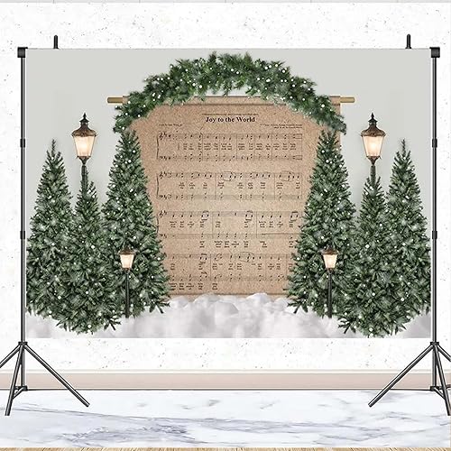 Miniatura 3 de Telón de fondo de fotografía de árbol de Navidad, decoración de partitura musical para niños, decoración de cumpleaños, retrato de invierno, escena