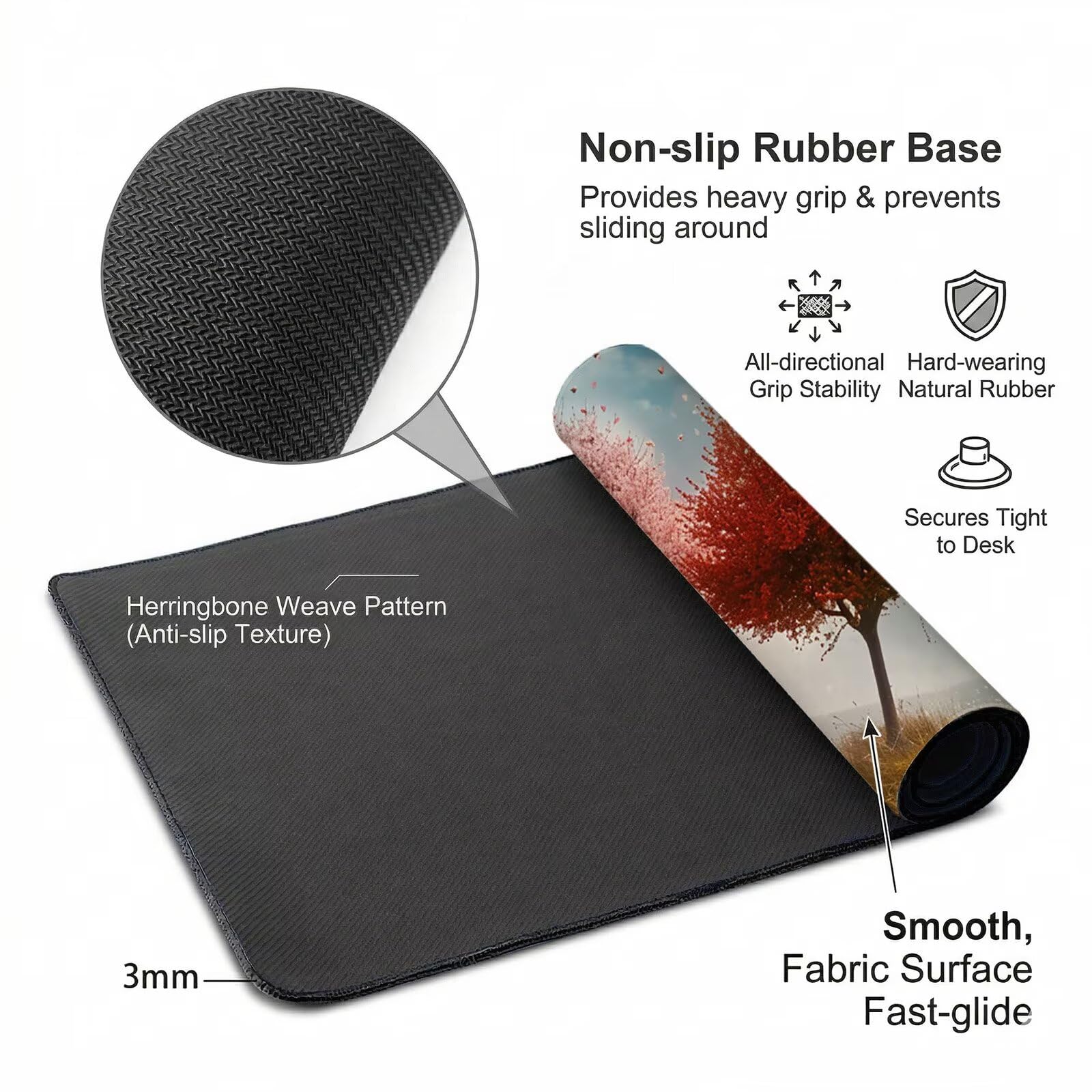 Alfombrilla Escritorio Grande 1200 x 600 x 3 mm, Alfombrilla Ratón Gaming XXL, Árbol De La Vida Tapete de Ordenador con Base Antideslizante y Bordes Reforzados, Impermeable Desk Mat (Árbol) L-x7044