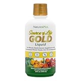 NaturesPlus Source of Life Gold Multivitamin Liquid 30 oz Supports Energy Production, Healthy Immune System & Well-Being Includes Vitamins D3, B12, K2 & Over 120 Whole Food Nutrients - 30 Servings