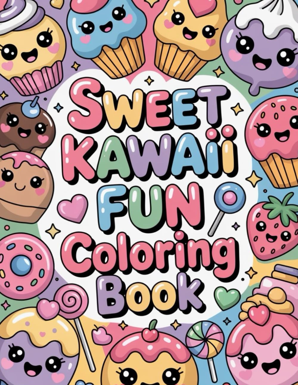 Sweet Kawaii Fun Coloring book: cute coloring book for kids, coloring book for adults, kawaii coloring book, Coloring Book for Adults and Kids, Bold ... friendly animals, beginner friendly coloring