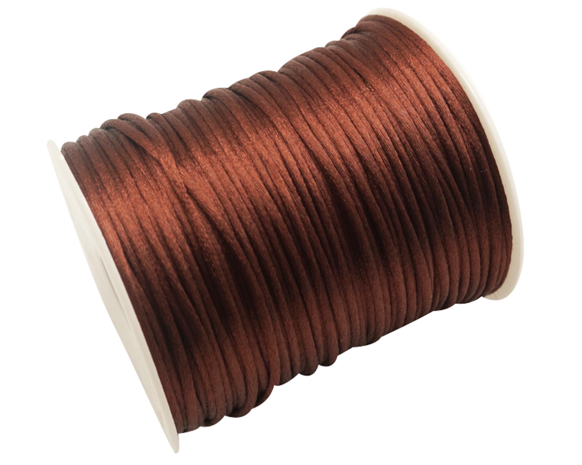 Cordon en polyester satiné anti-effilochage 2mm fil marron pour noeud macramé