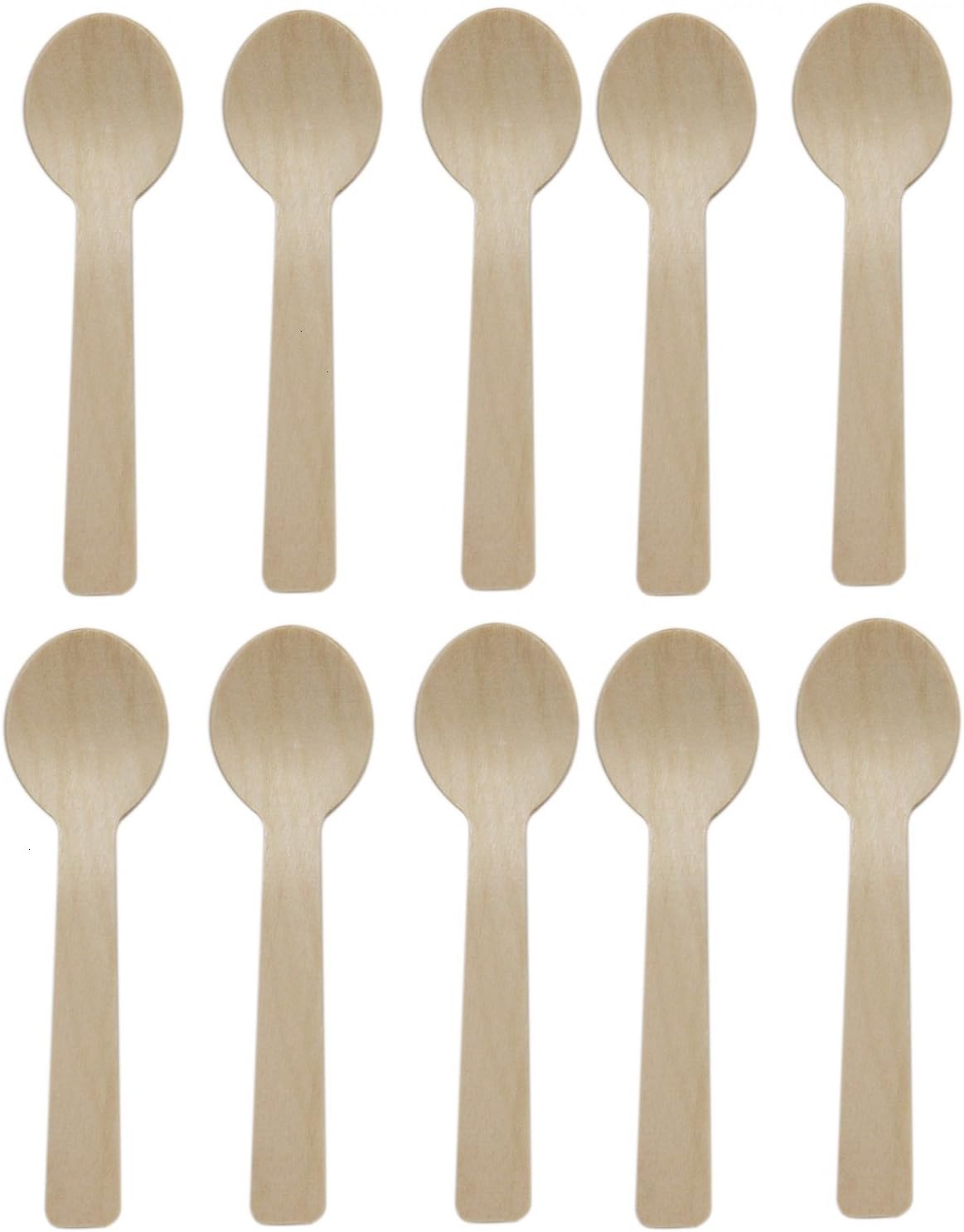 HUELE 100pcs Disposable Wooden Spoons, 4" Length Eco-friendly Biodegradable Compostable Birch Wood Mini Spoons