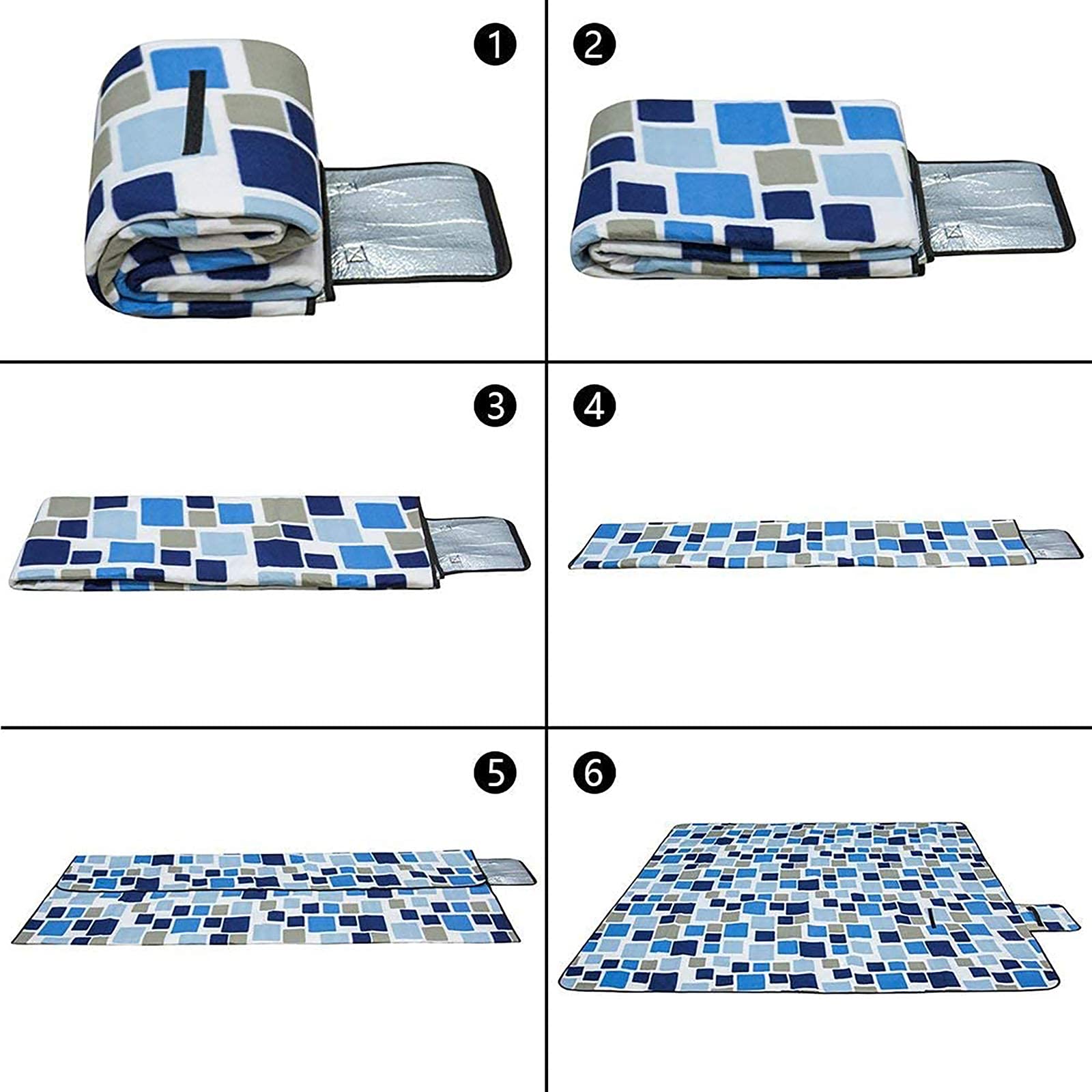 Coperta da picnic per esterni 200 cm Supporto in pile impermeabile per giardino all'aperto, parco, erba, viaggio
